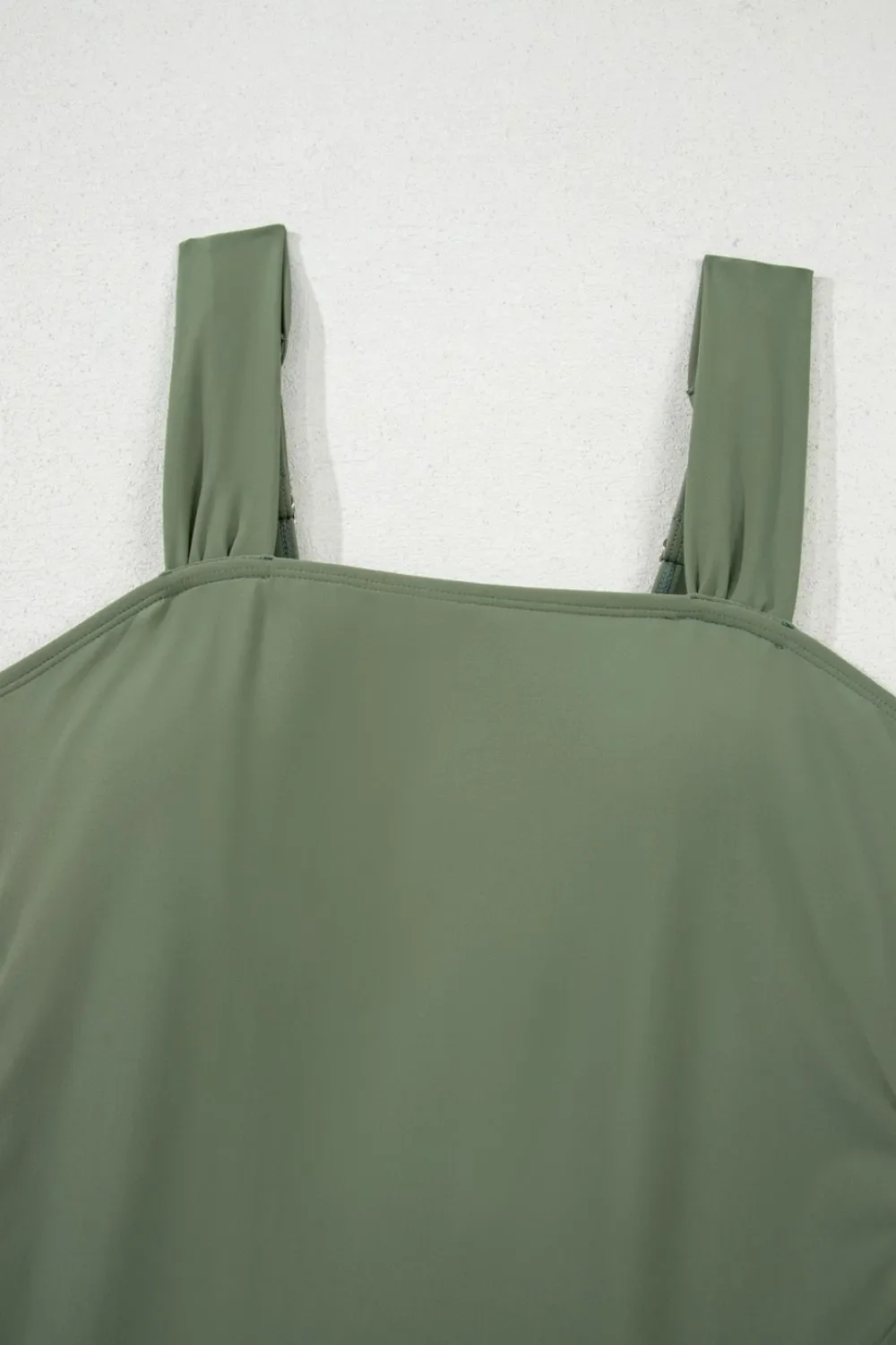 Drawstring Ruched Wide Straps Tankini Set - Image 13