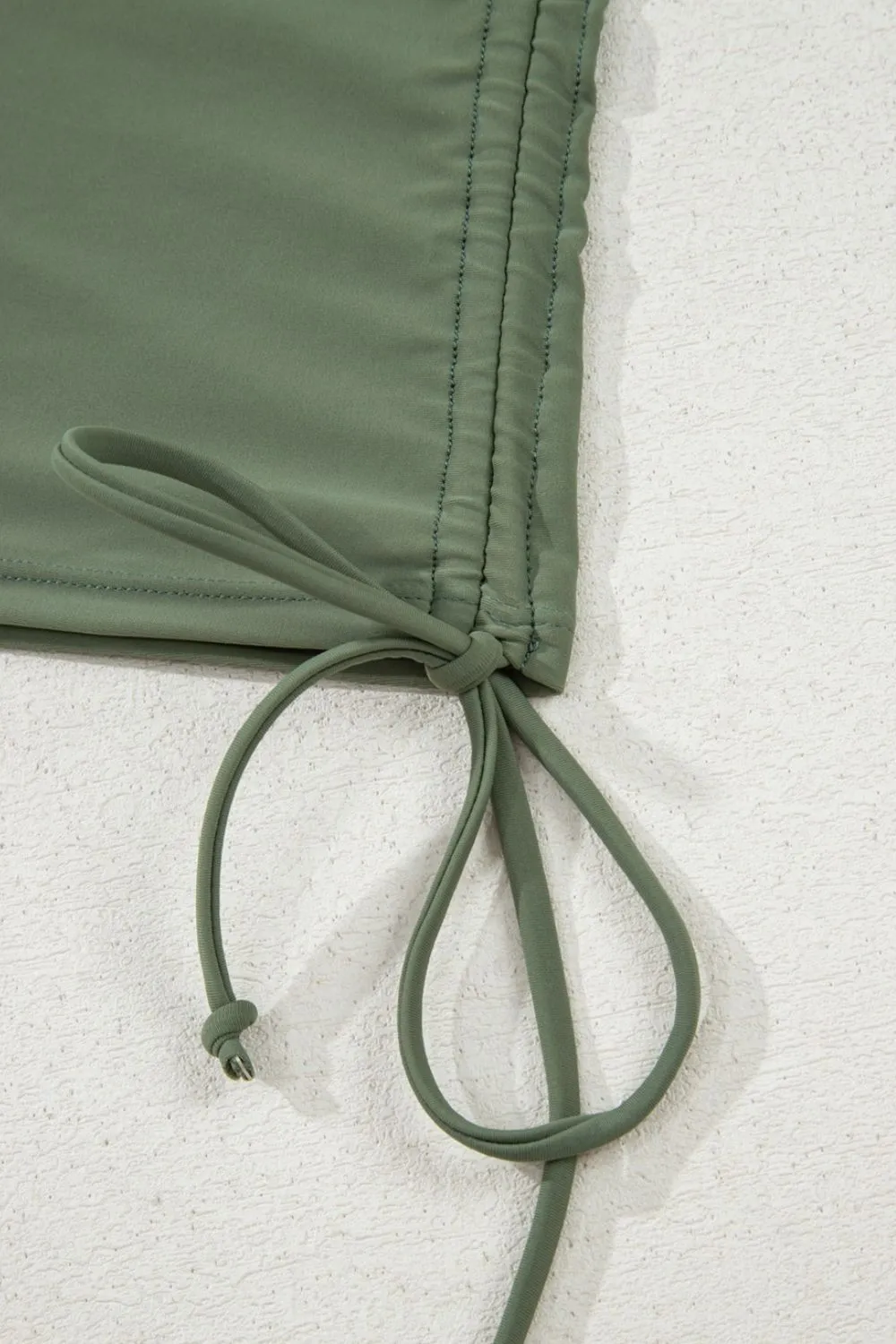 Drawstring Ruched Wide Straps Tankini Set - Image 17