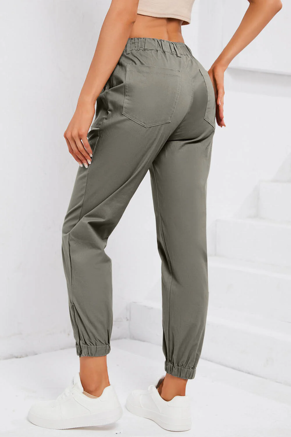 Drawstring Side Zip Joggers - Image 2