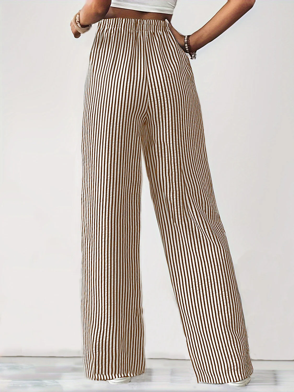 Drawstring Striped Elastic Waist Pants - Image 6