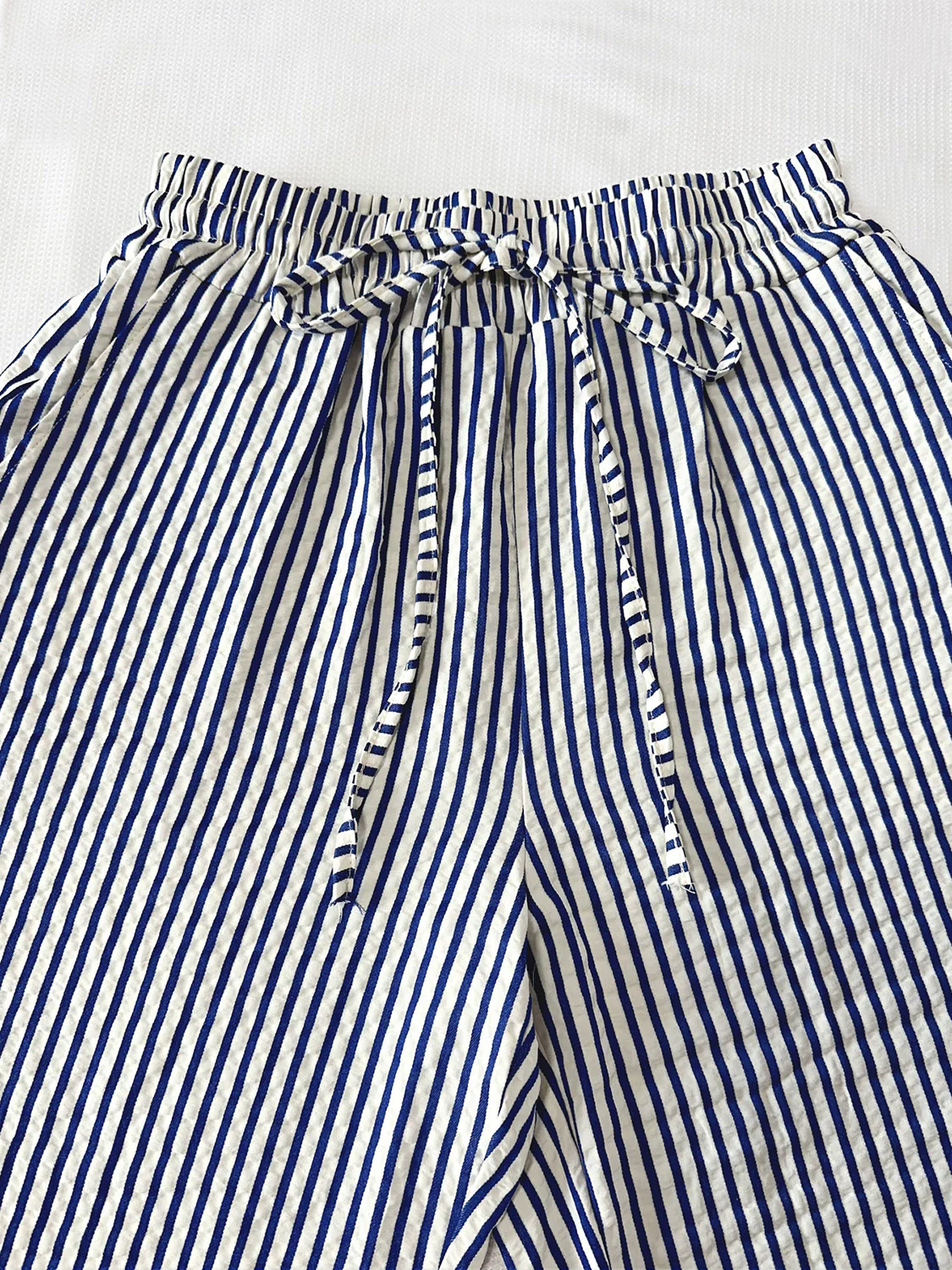 Drawstring Striped Elastic Waist Pants - Image 9