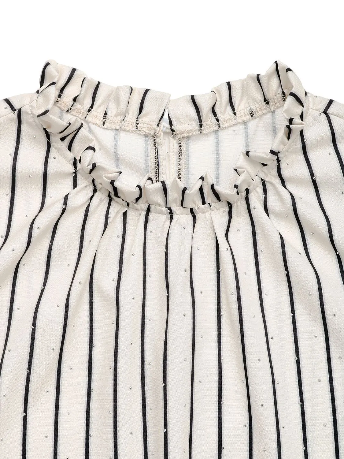 Drawstring Striped Half Sleeve Blouse - Image 7