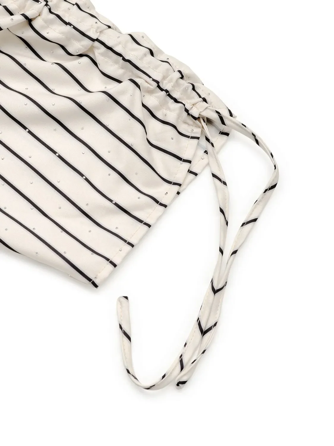 Drawstring Striped Half Sleeve Blouse - Image 8