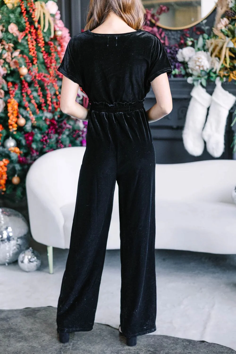 Drawstring Surplice Short Sleeve Jumpsuit - Image 11
