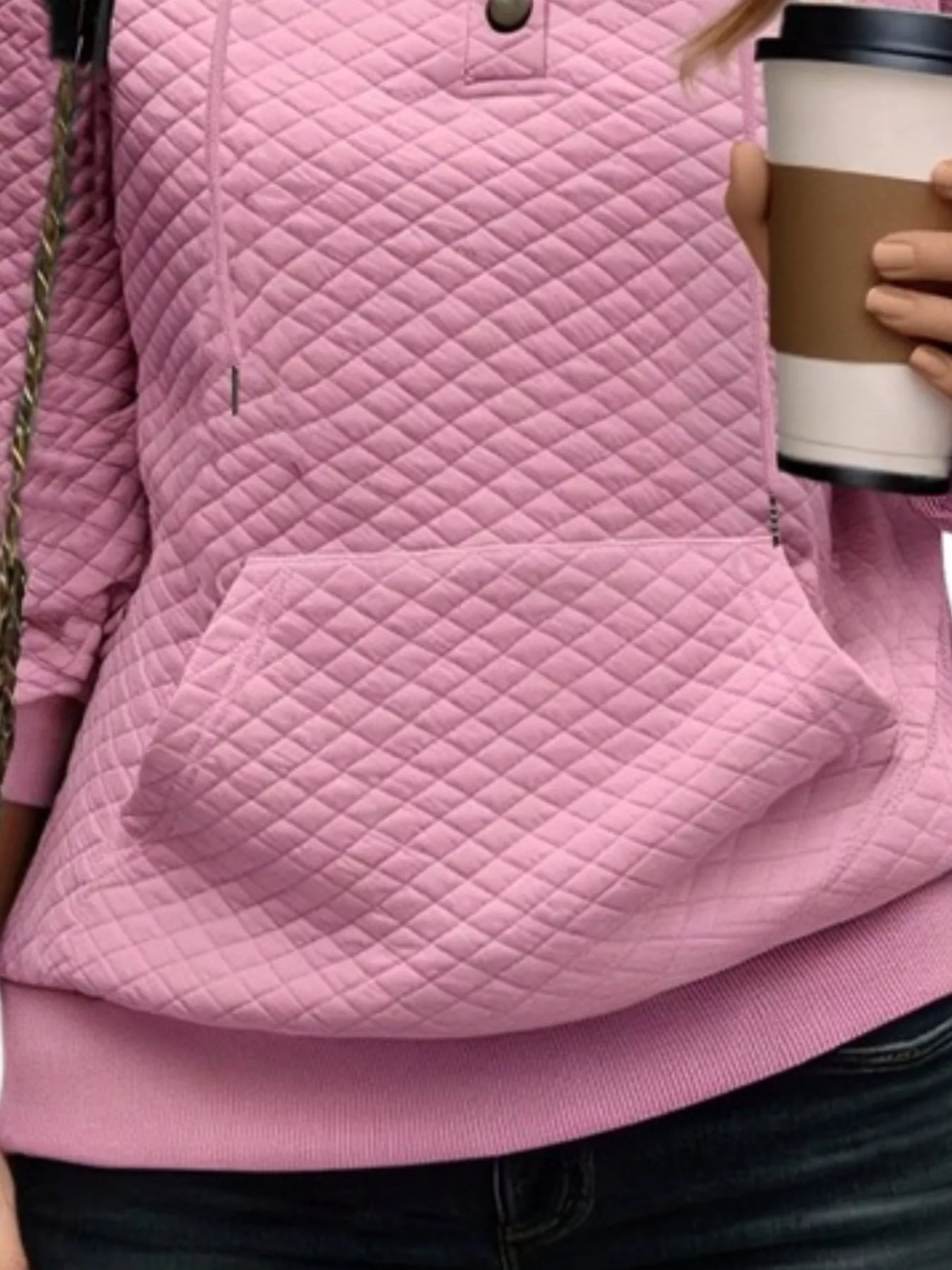 Drawstring Textured Dropped Shoulder Hoodie - Image 13