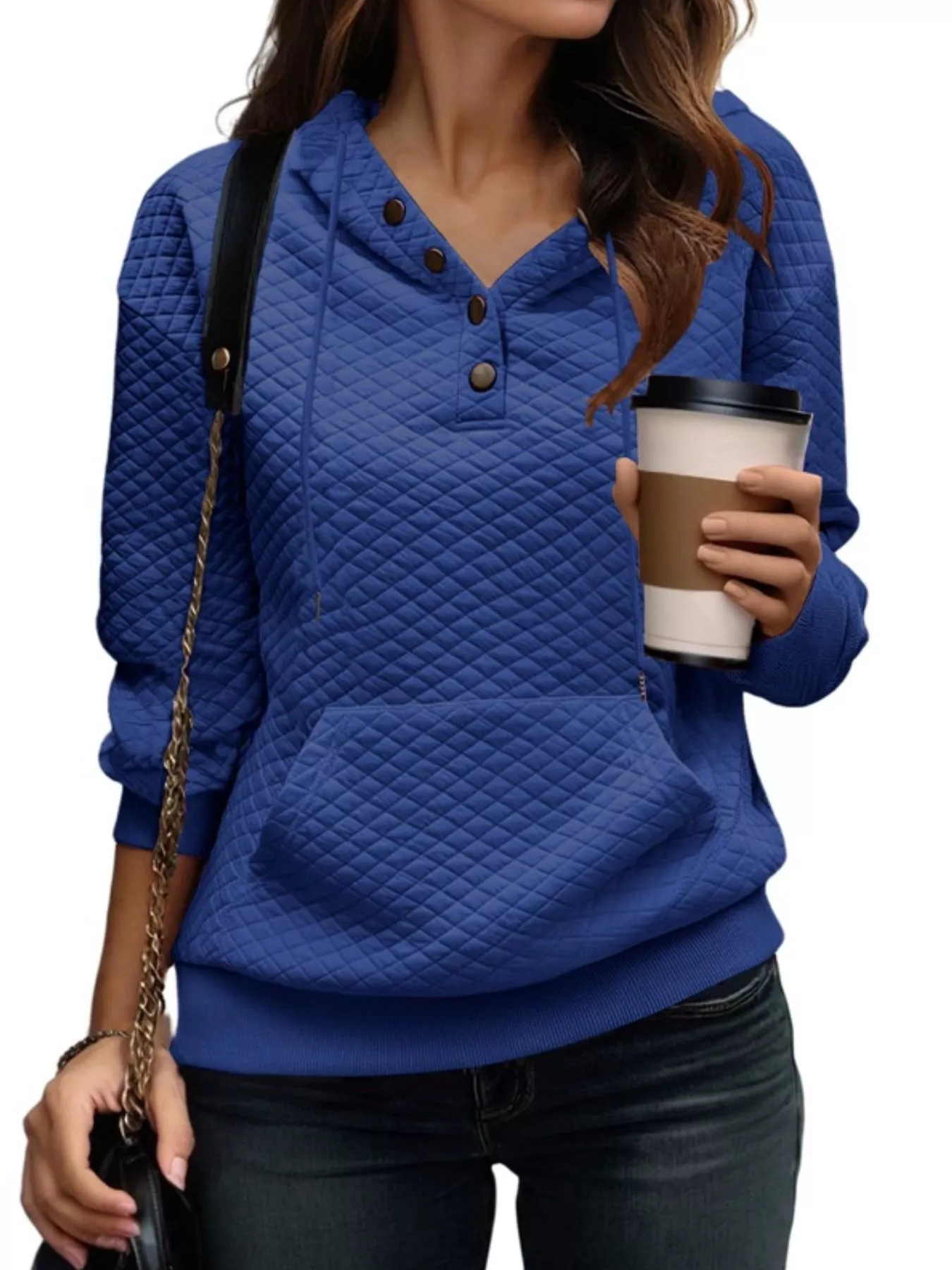 Drawstring Textured Dropped Shoulder Hoodie - Image 14