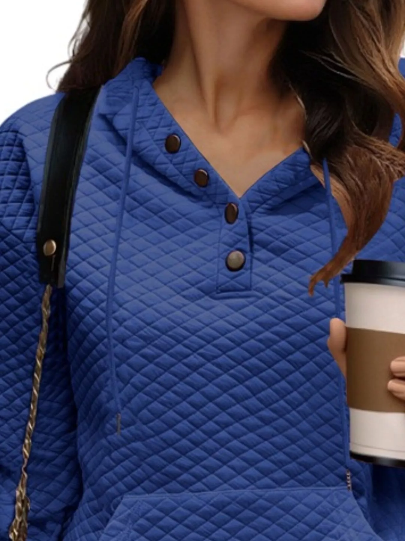 Drawstring Textured Dropped Shoulder Hoodie - Image 15