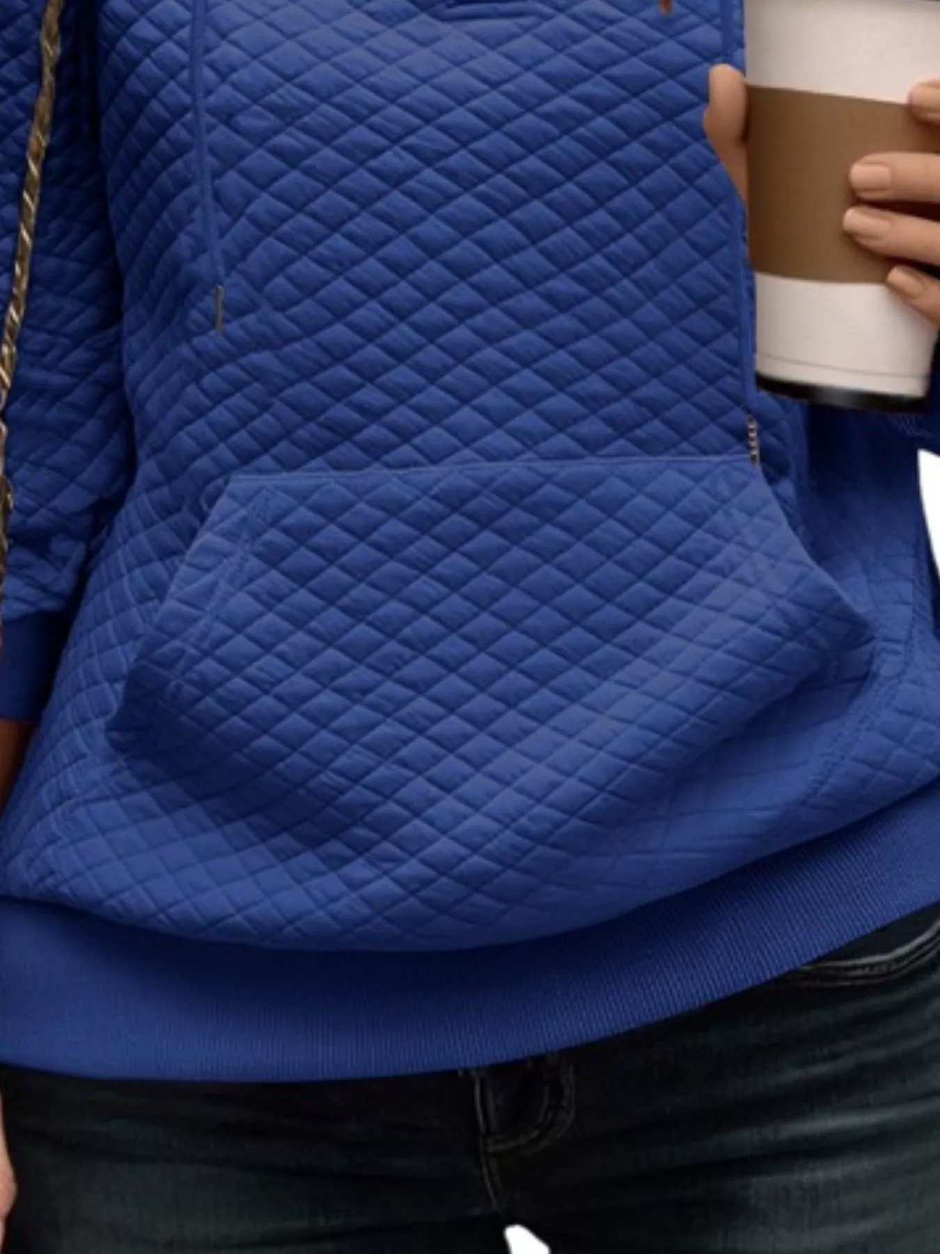 Drawstring Textured Dropped Shoulder Hoodie - Image 16