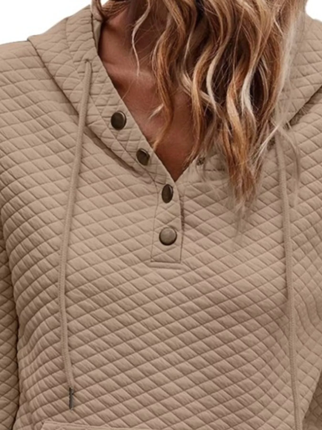 Drawstring Textured Dropped Shoulder Hoodie - Image 18