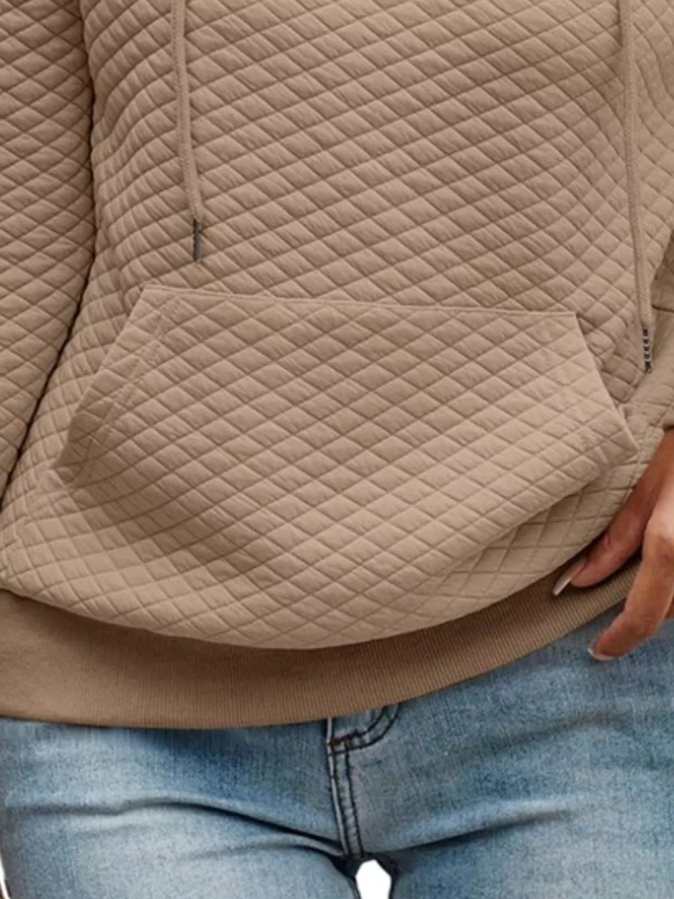 Drawstring Textured Dropped Shoulder Hoodie - Image 19