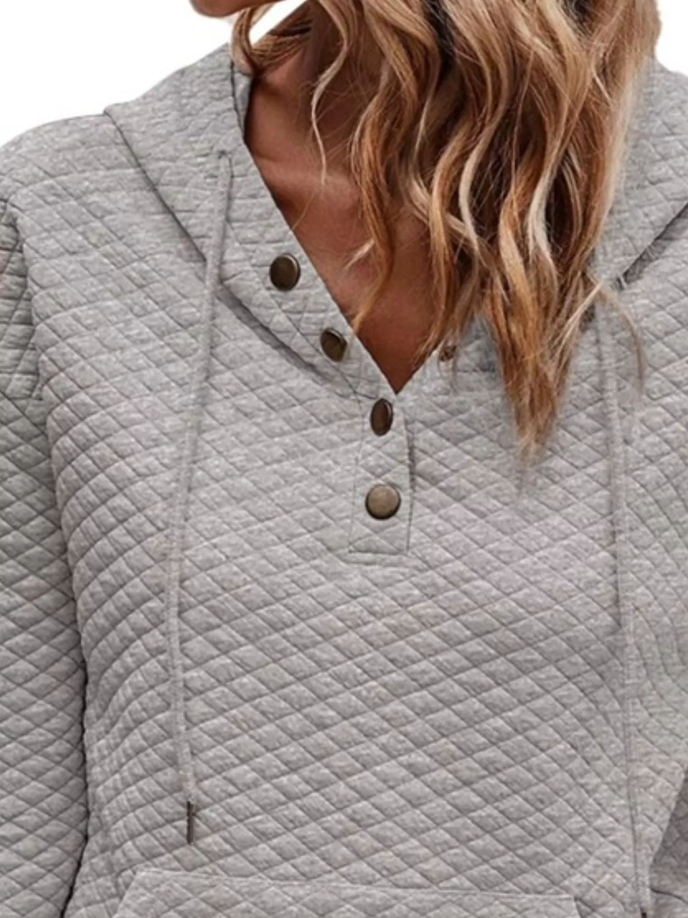Drawstring Textured Dropped Shoulder Hoodie - Image 21