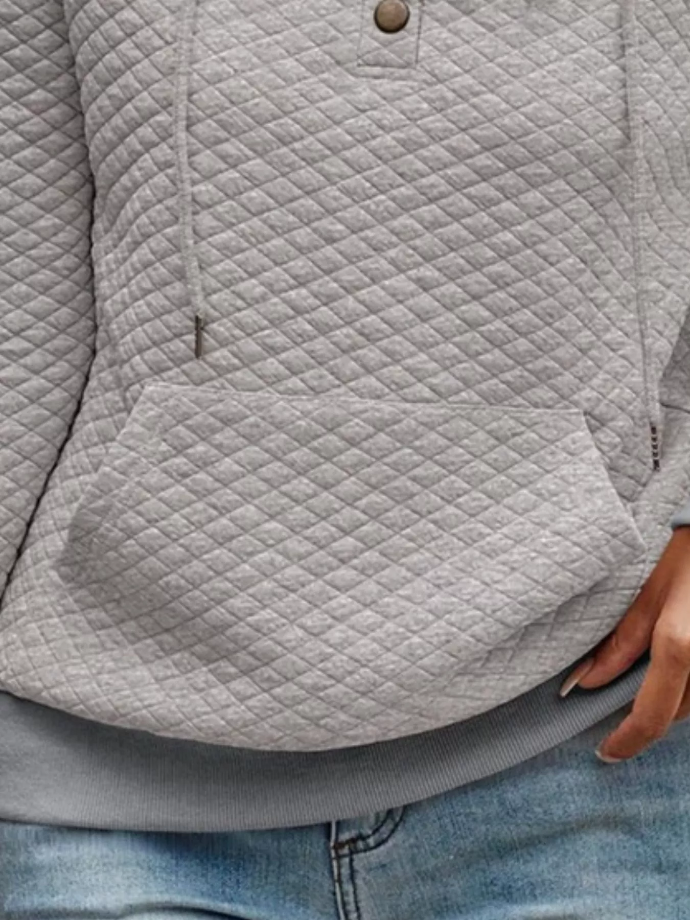 Drawstring Textured Dropped Shoulder Hoodie - Image 22