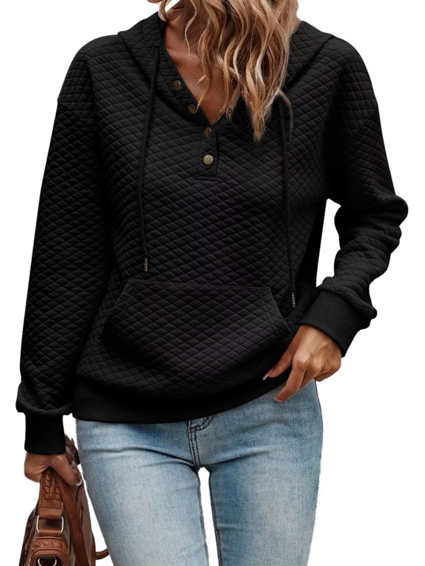 Drawstring Textured Dropped Shoulder Hoodie - Image 23