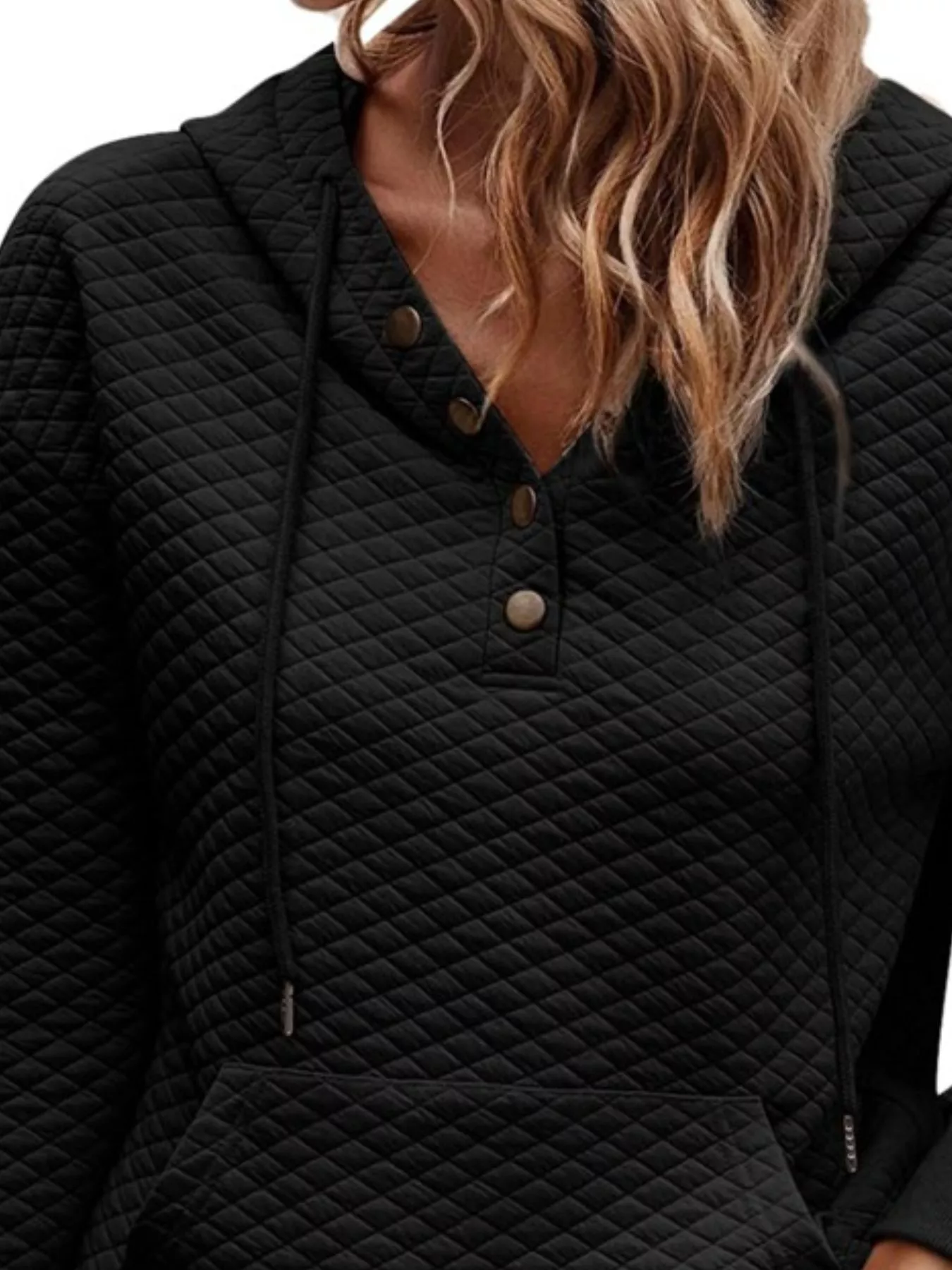 Drawstring Textured Dropped Shoulder Hoodie - Image 24