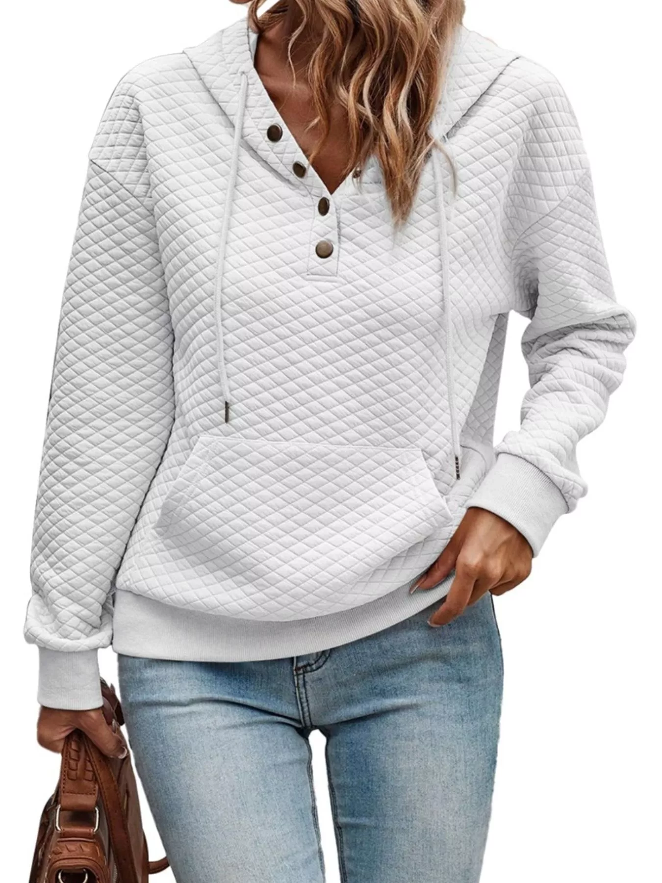 Drawstring Textured Dropped Shoulder Hoodie - Image 26