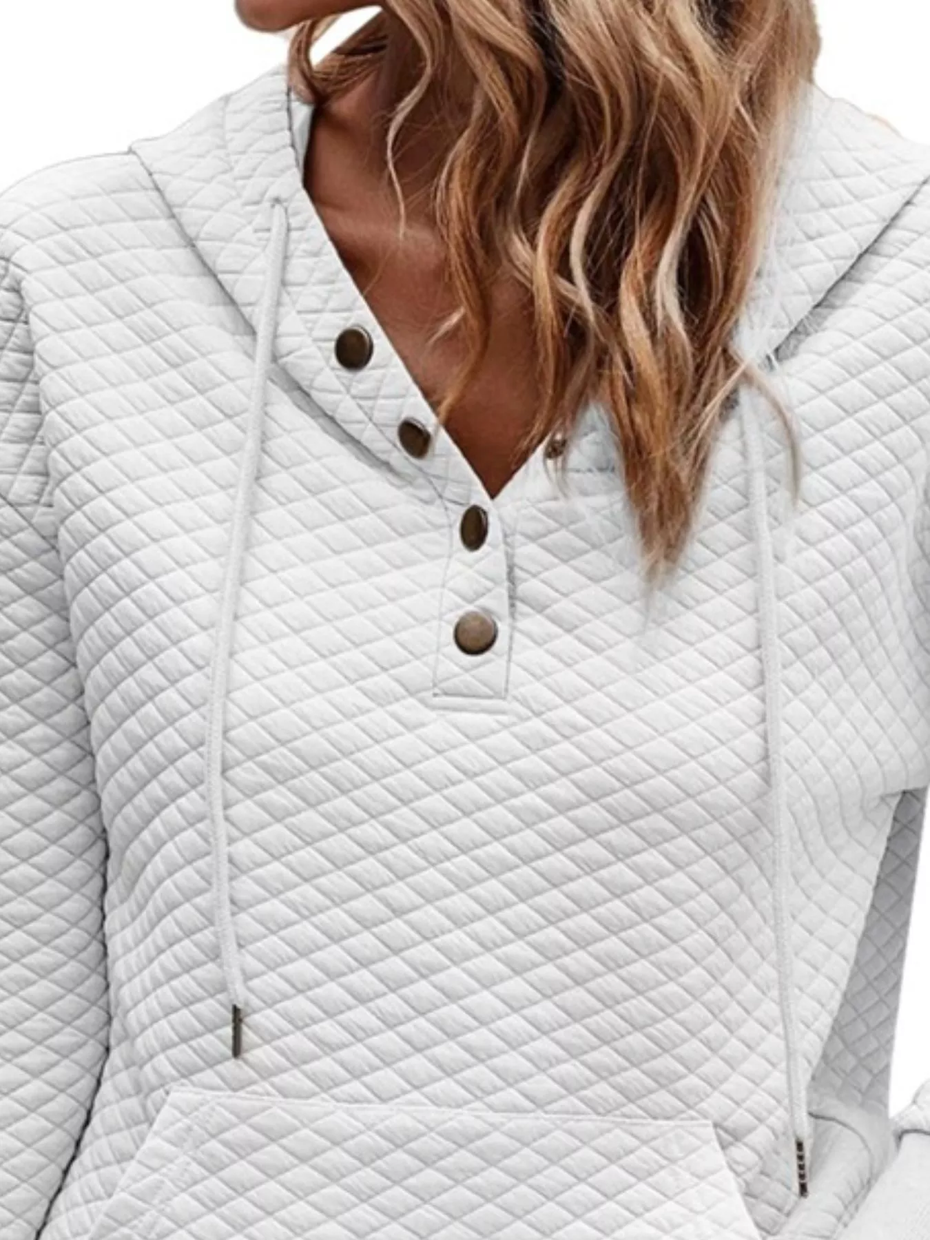 Drawstring Textured Dropped Shoulder Hoodie - Image 27