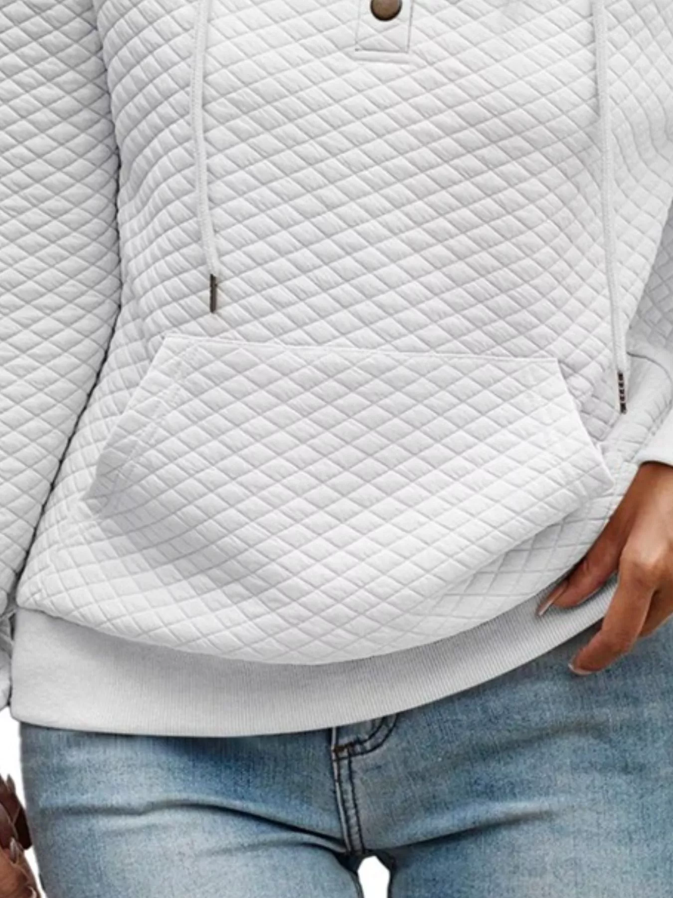 Drawstring Textured Dropped Shoulder Hoodie - Image 28