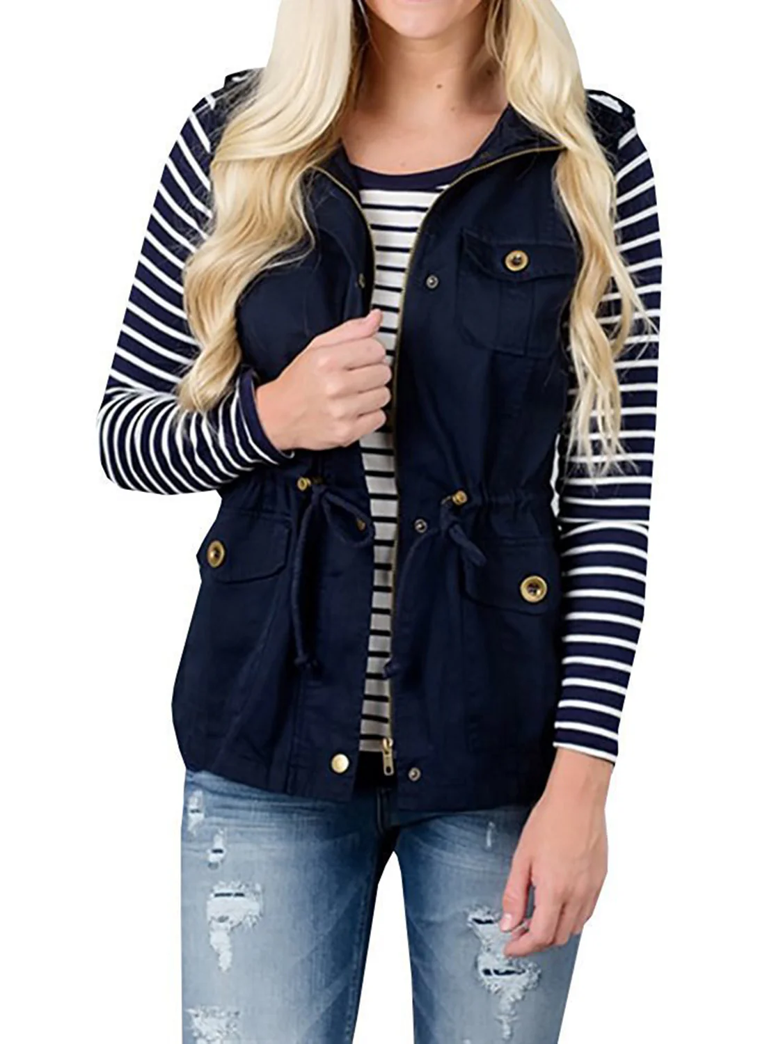 Drawstring Waist Vest with Pockets - Image 10