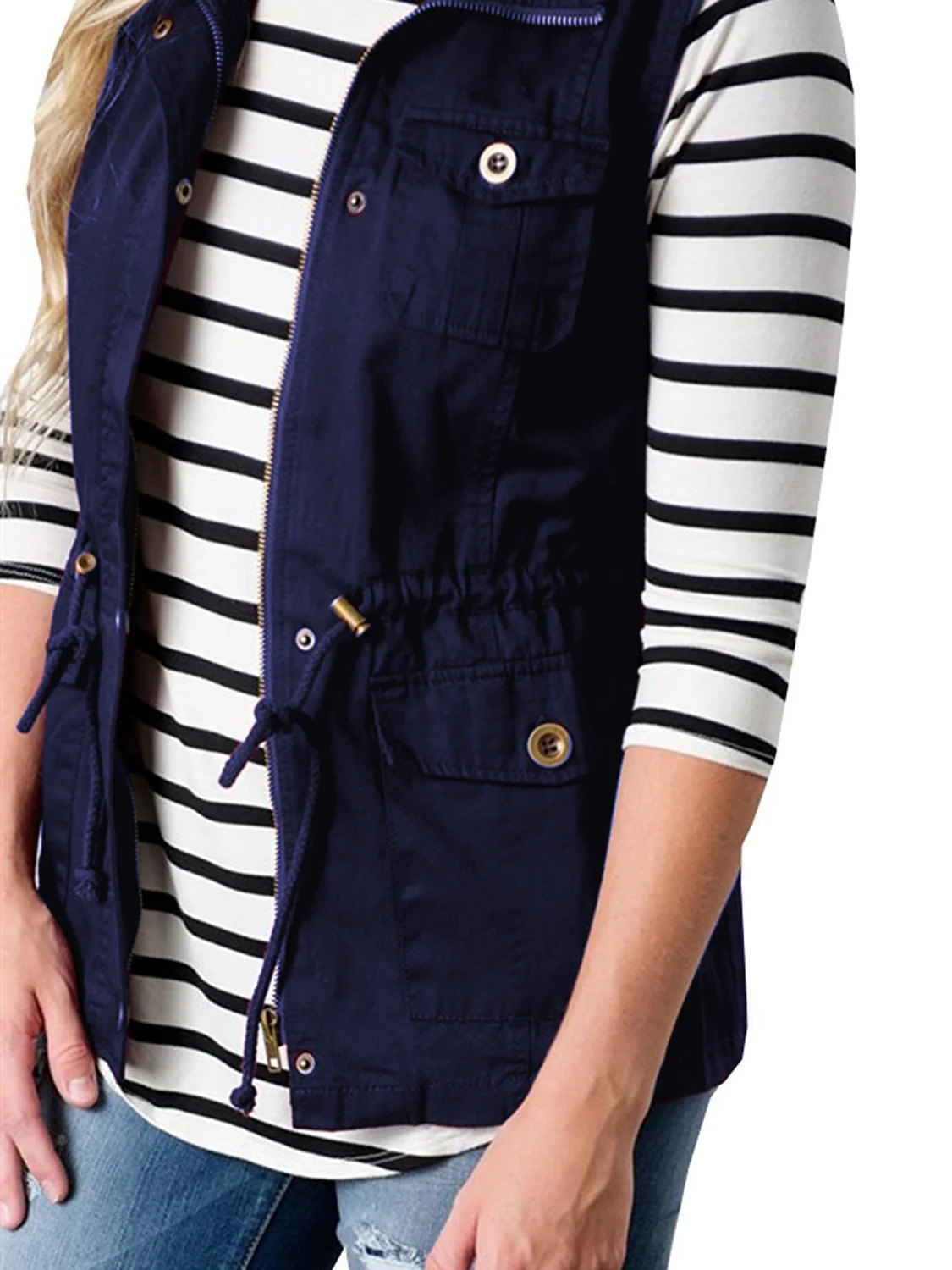 Drawstring Waist Vest with Pockets - Image 11