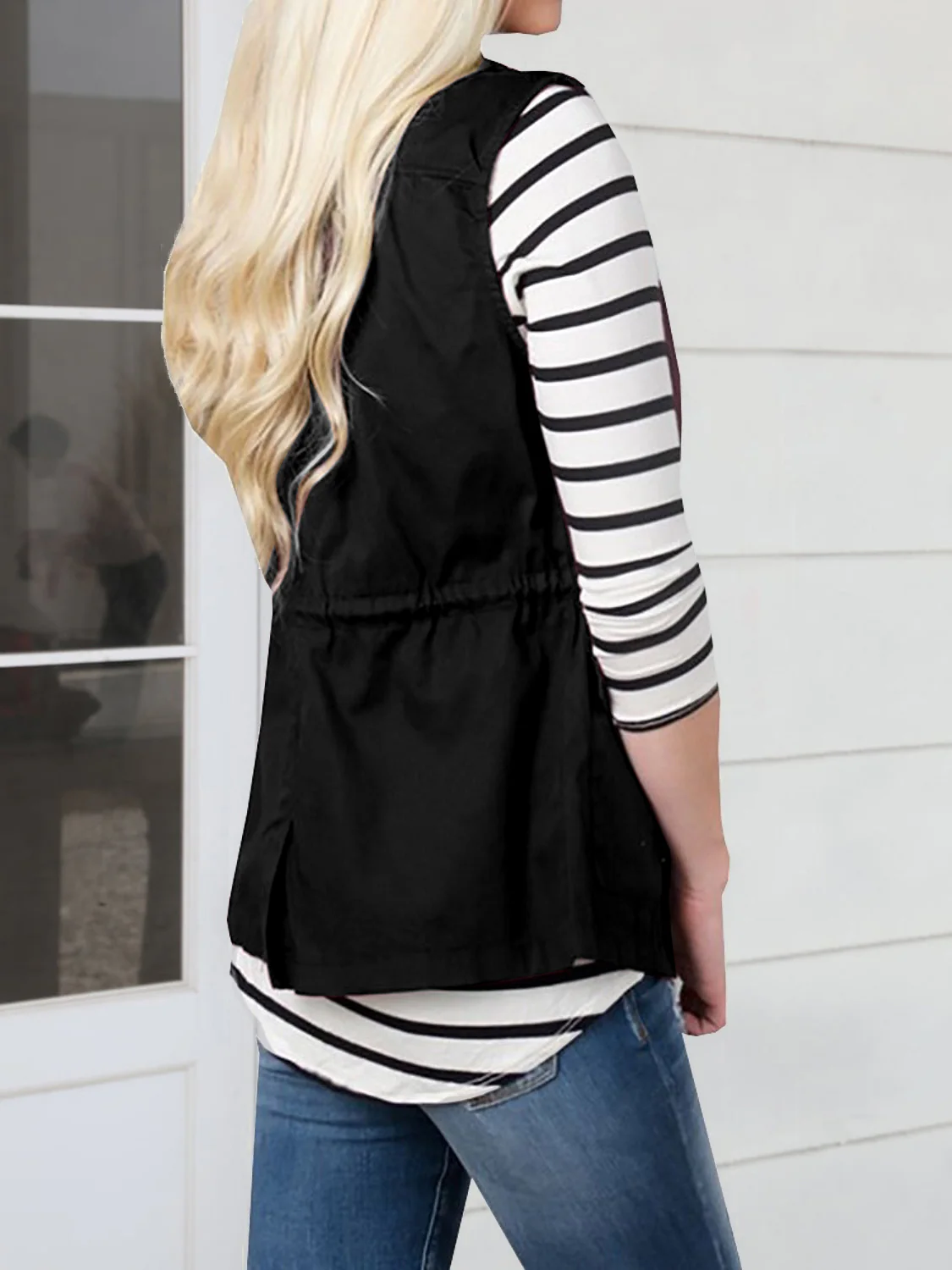 Drawstring Waist Vest with Pockets - Image 2