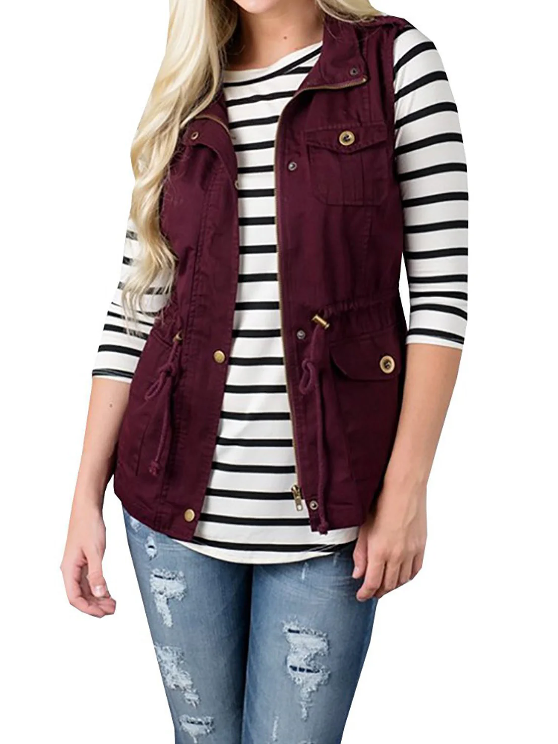 Drawstring Waist Vest with Pockets - Image 4