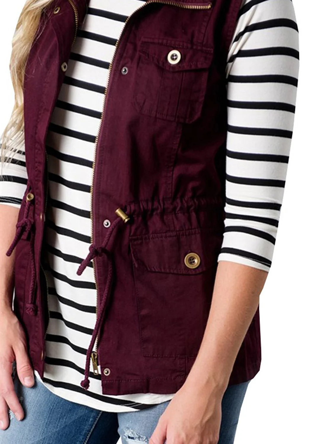 Drawstring Waist Vest with Pockets - Image 5