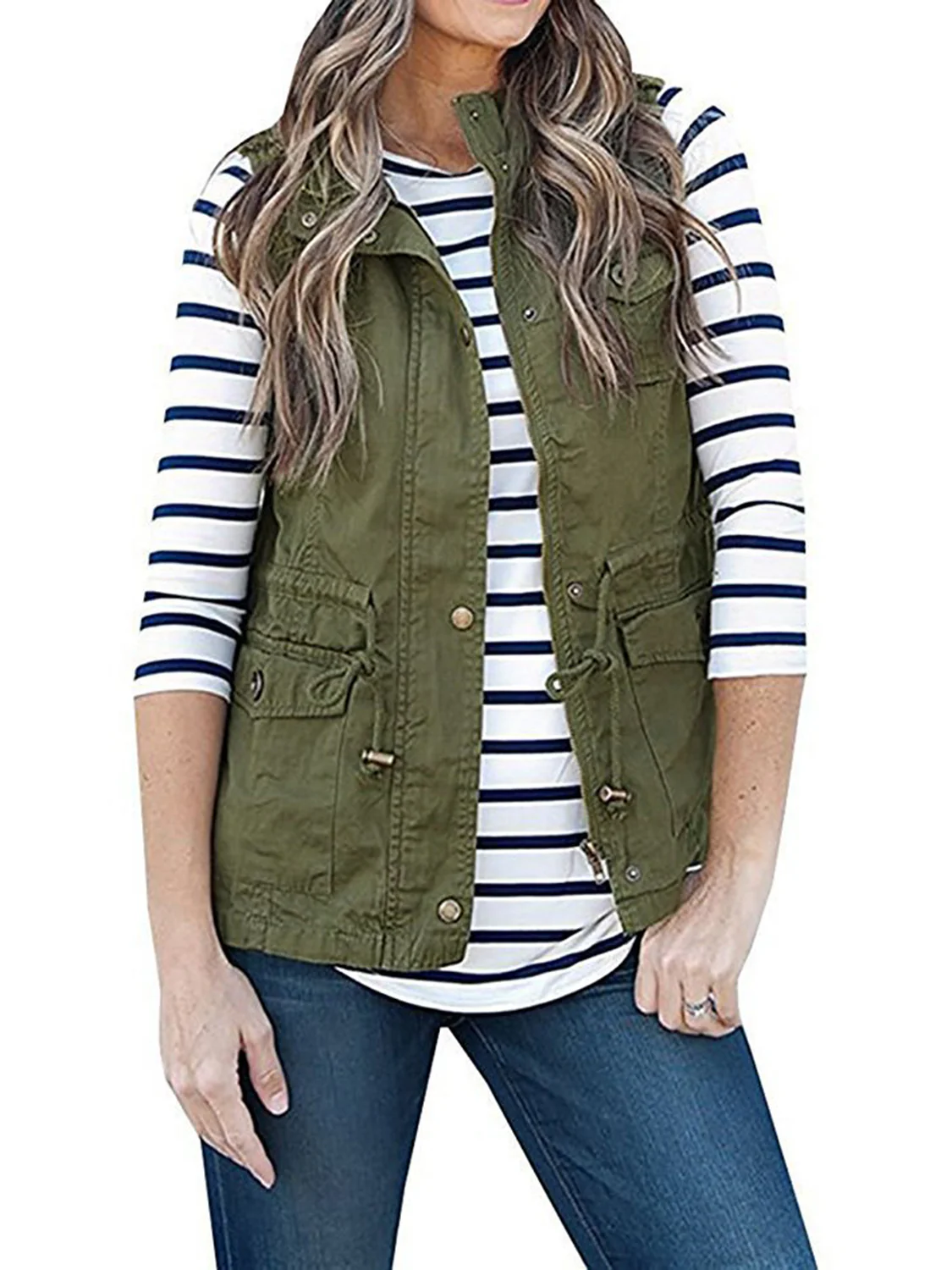 Drawstring Waist Vest with Pockets - Image 7