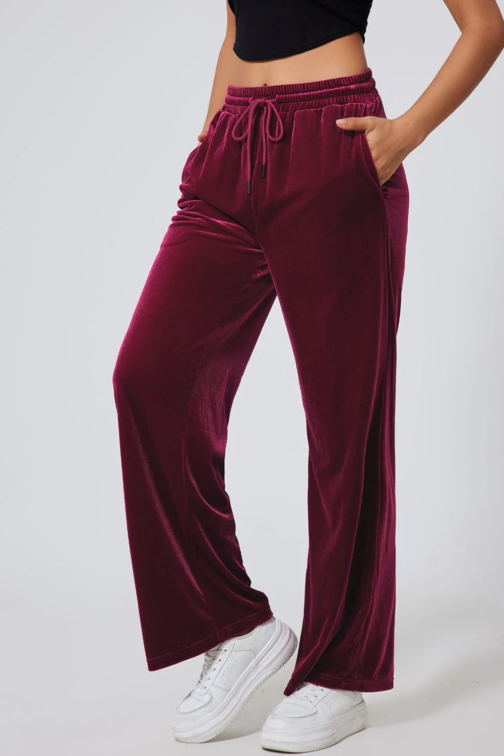 Drawstring Waist Wide Leg Active Pants - Image 10