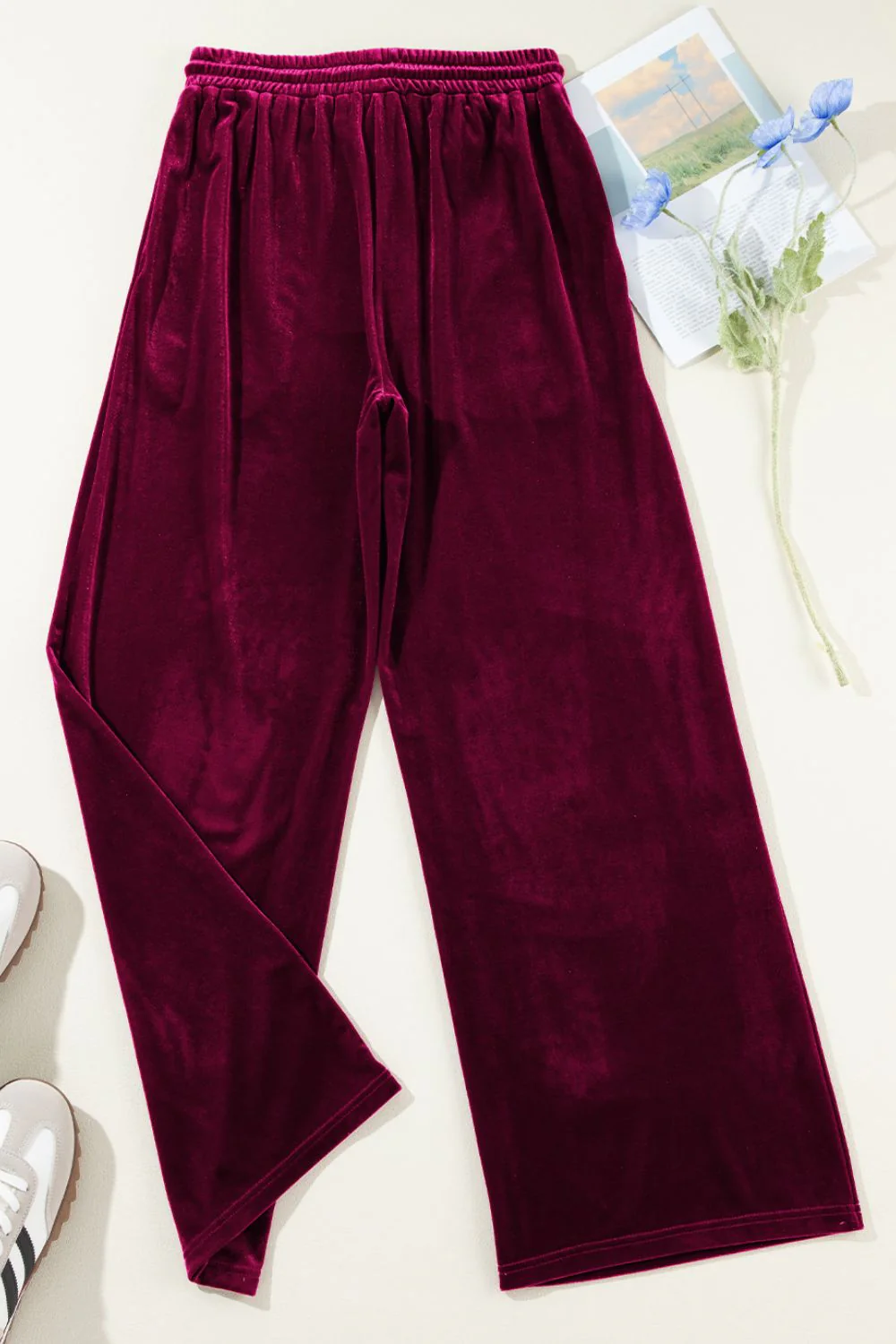 Drawstring Waist Wide Leg Active Pants - Image 12