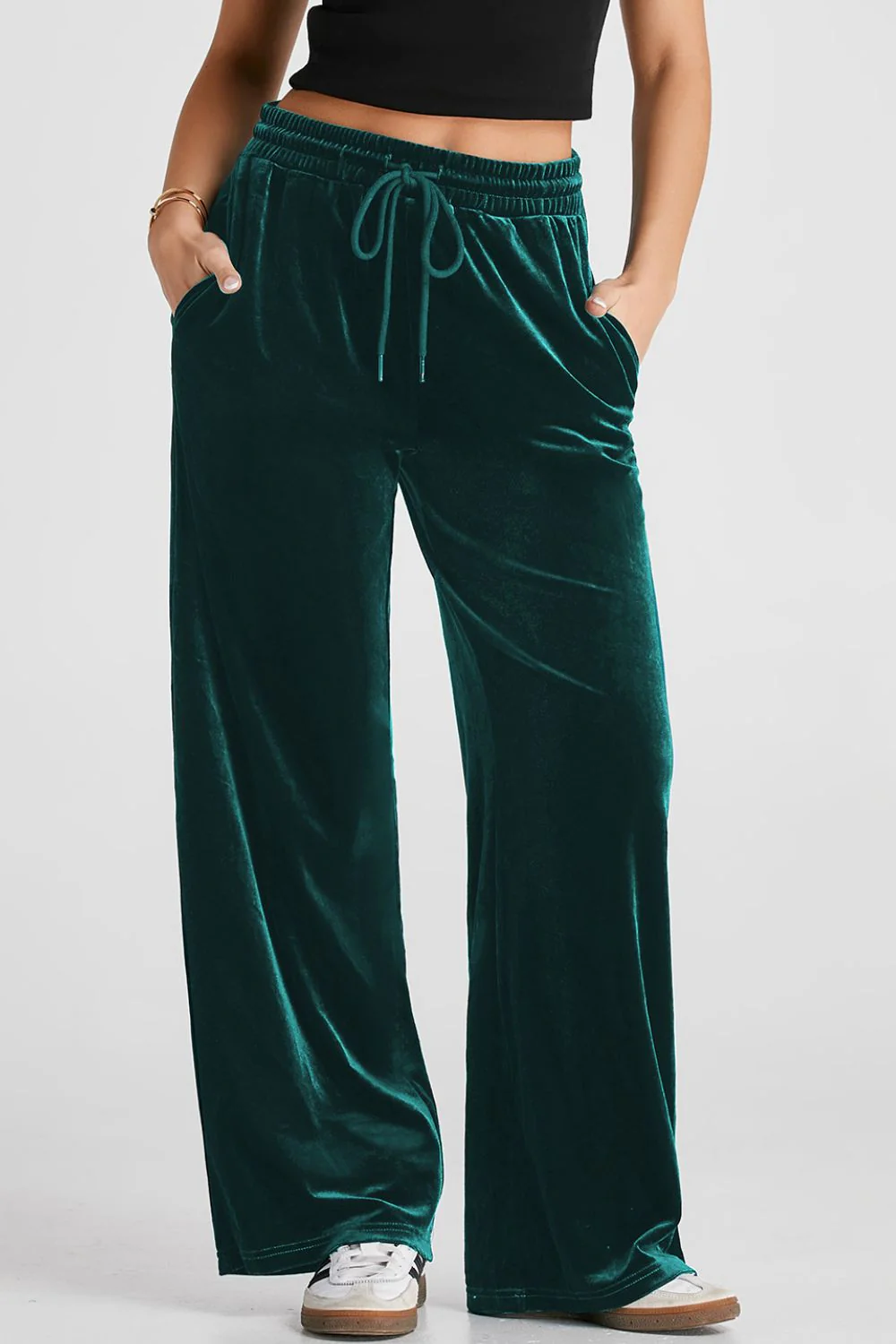 Drawstring Waist Wide Leg Active Pants - Image 4