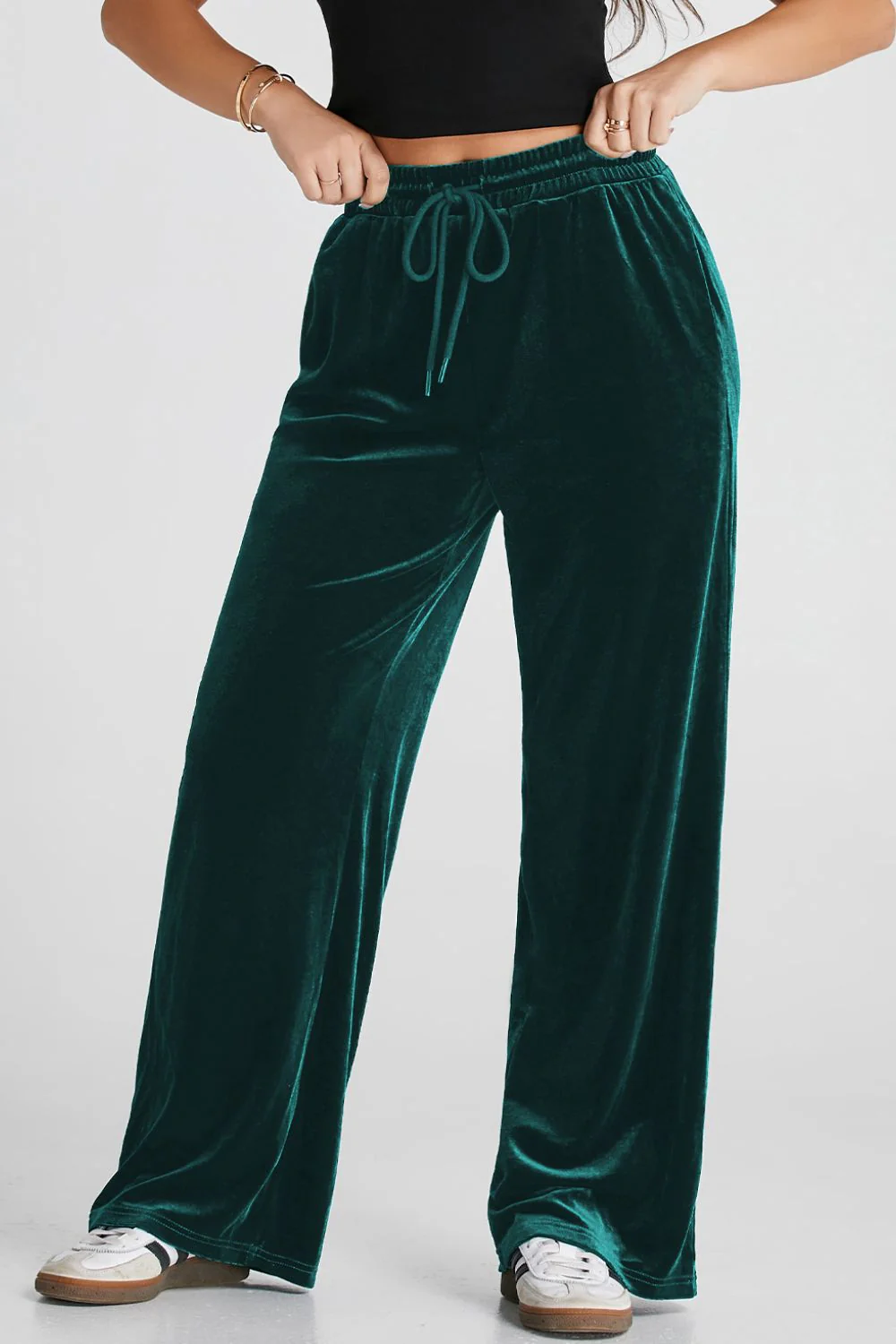 Drawstring Waist Wide Leg Active Pants - Image 5