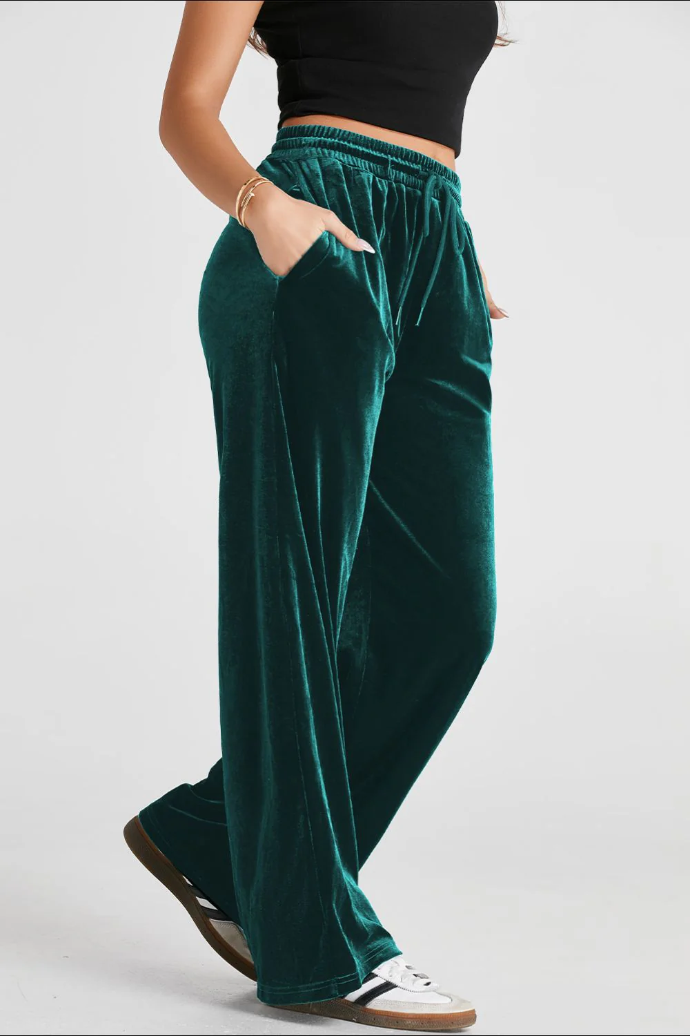 Drawstring Waist Wide Leg Active Pants - Image 6