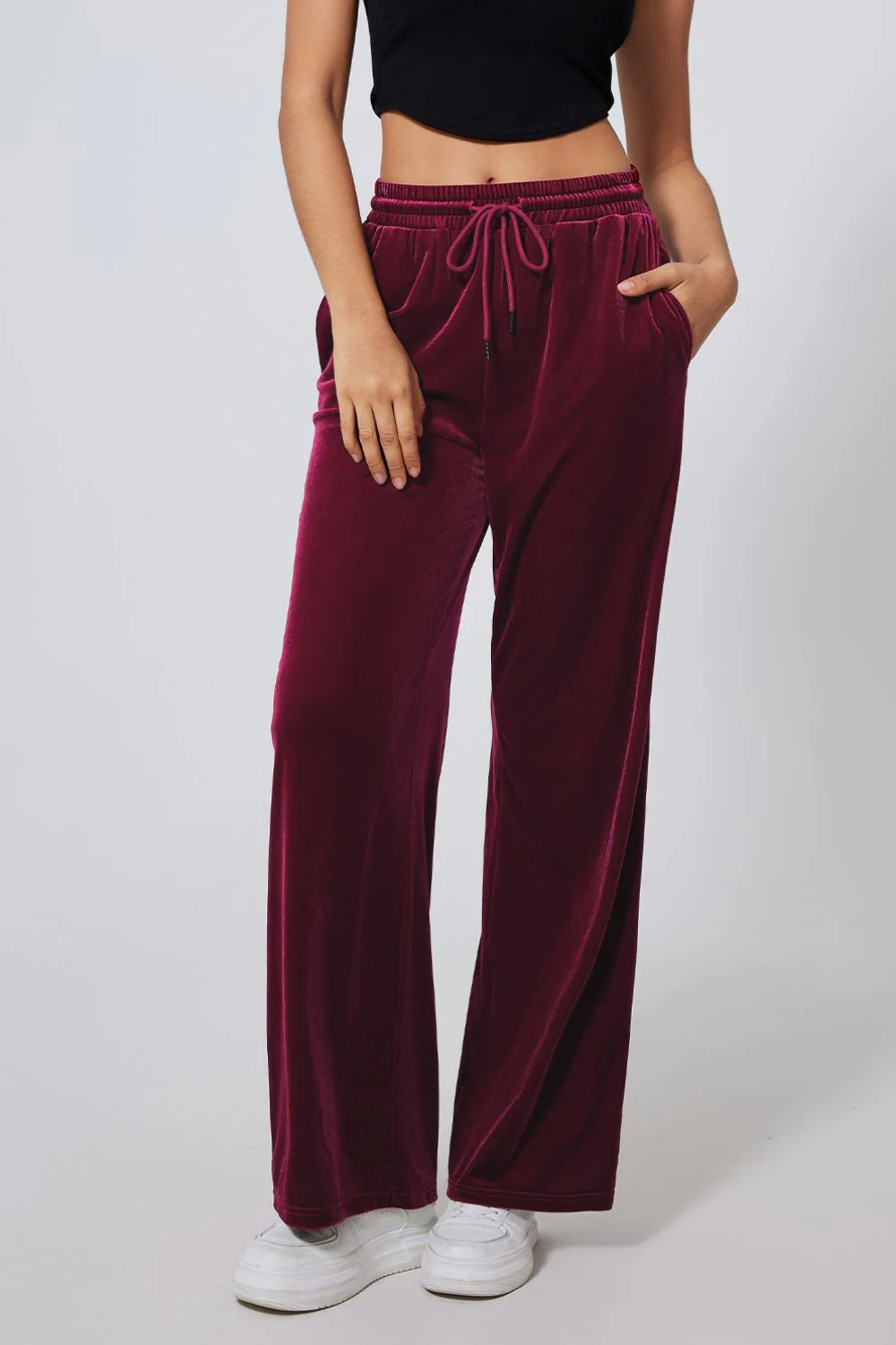 Drawstring Waist Wide Leg Active Pants - Image 9