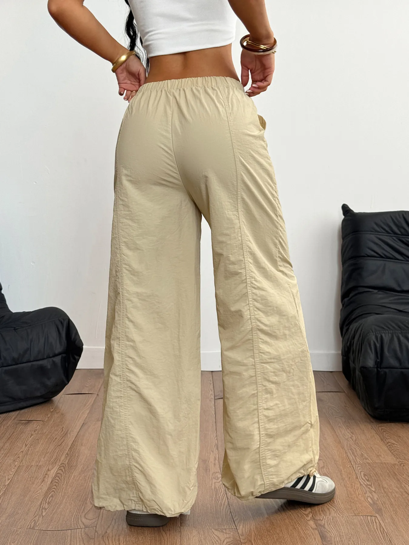 Drawstring Wide Leg Cargo Pants - Image 3