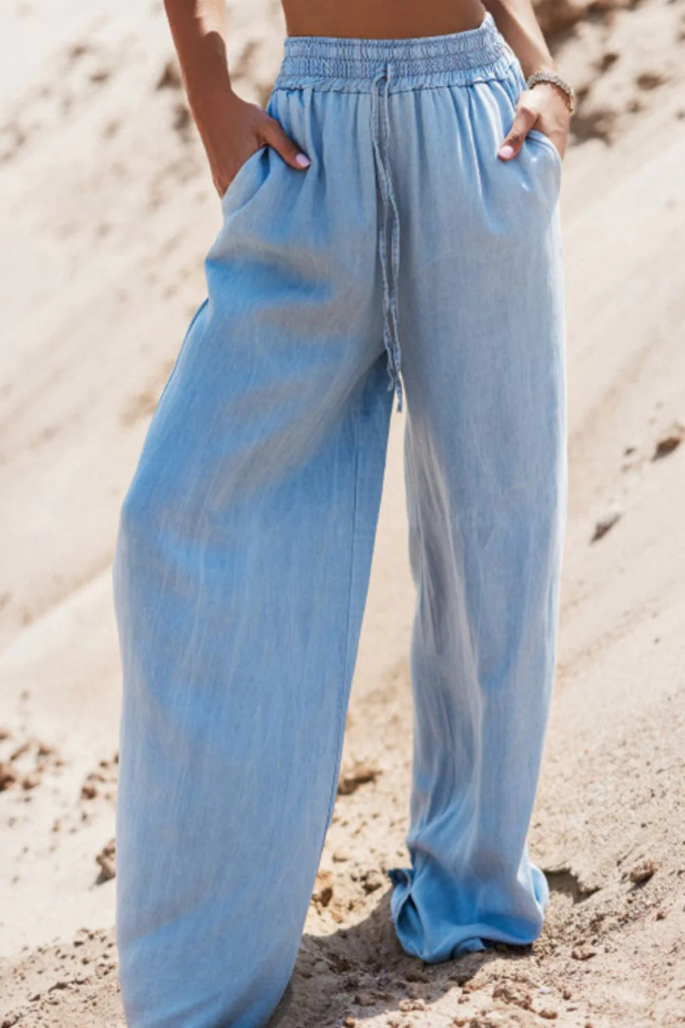 Drawstring Wide Leg Jeans - Image 2
