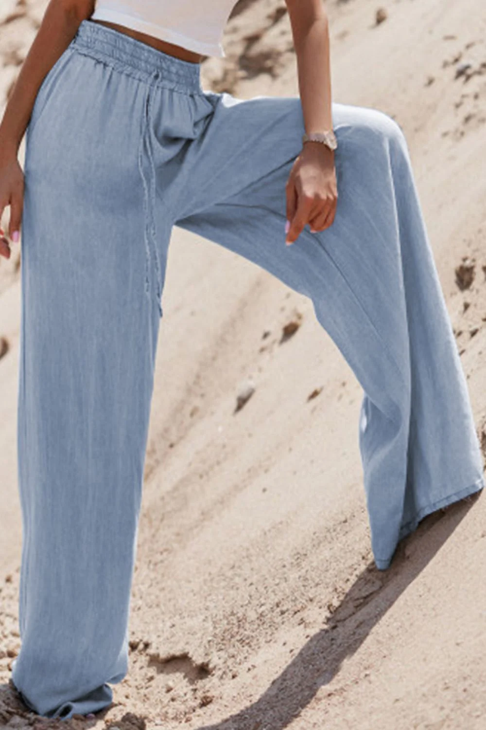 Drawstring Wide Leg Jeans - Image 3