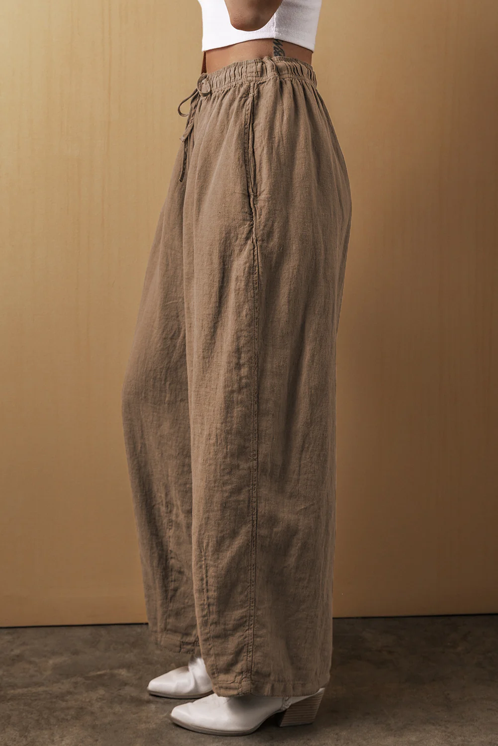 Drawstring Wide Leg Pants - Image 3