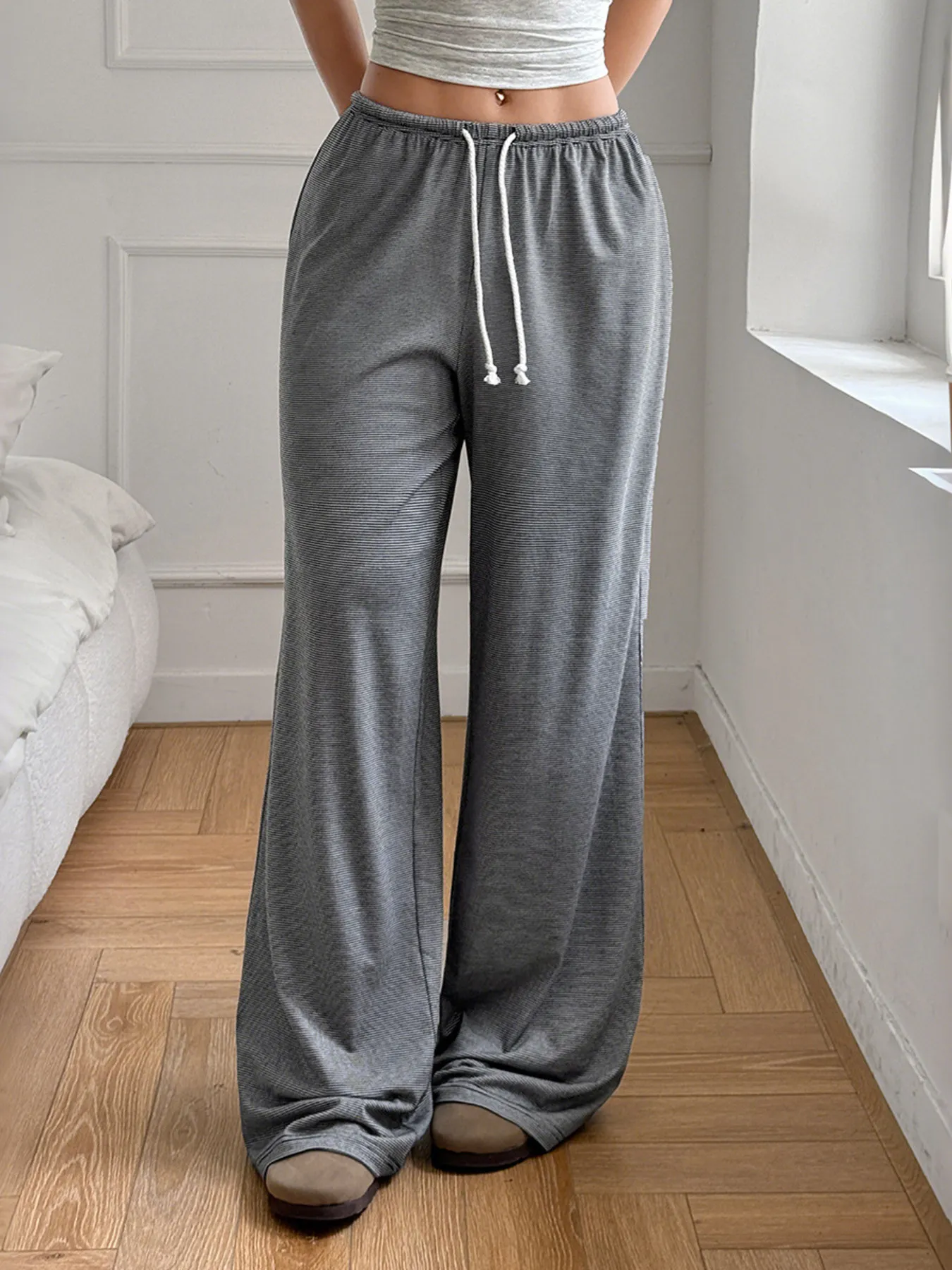 Drawstring Wide Leg Pants - Image 2