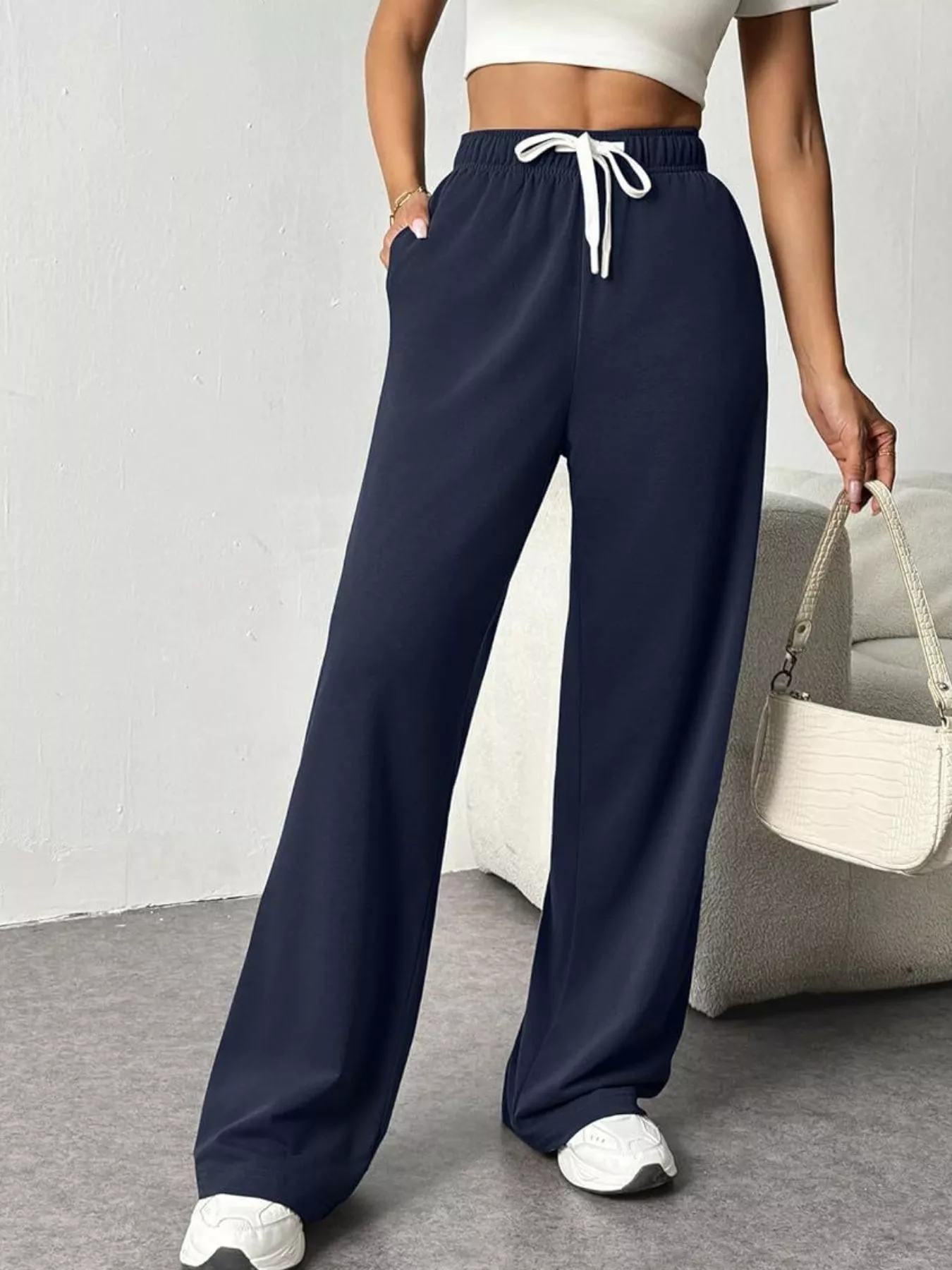 Drawstring Wide Leg Pants - Image 17