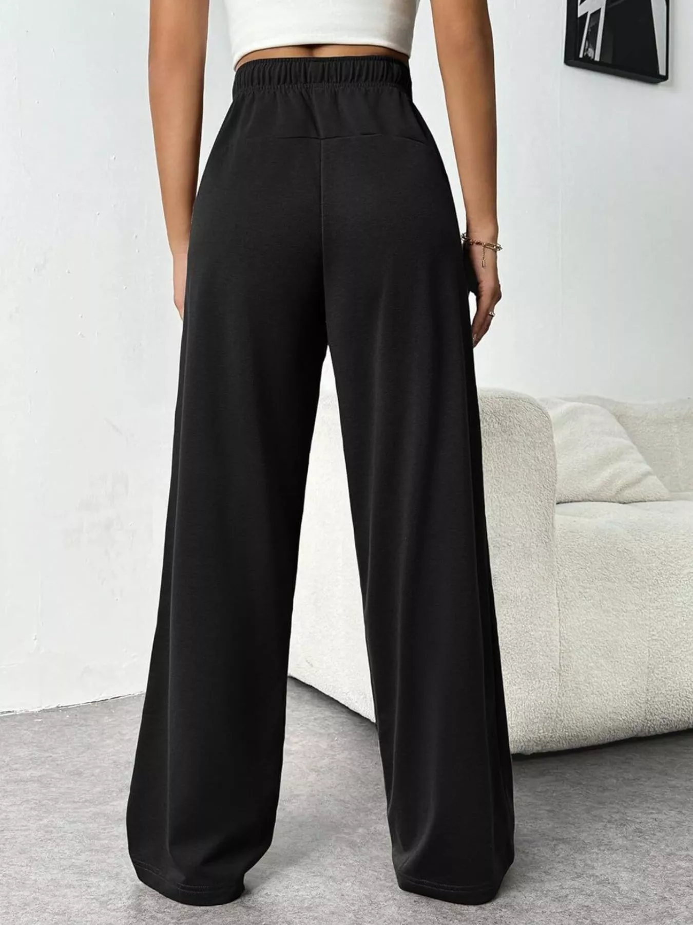 Drawstring Wide Leg Pants - Image 3