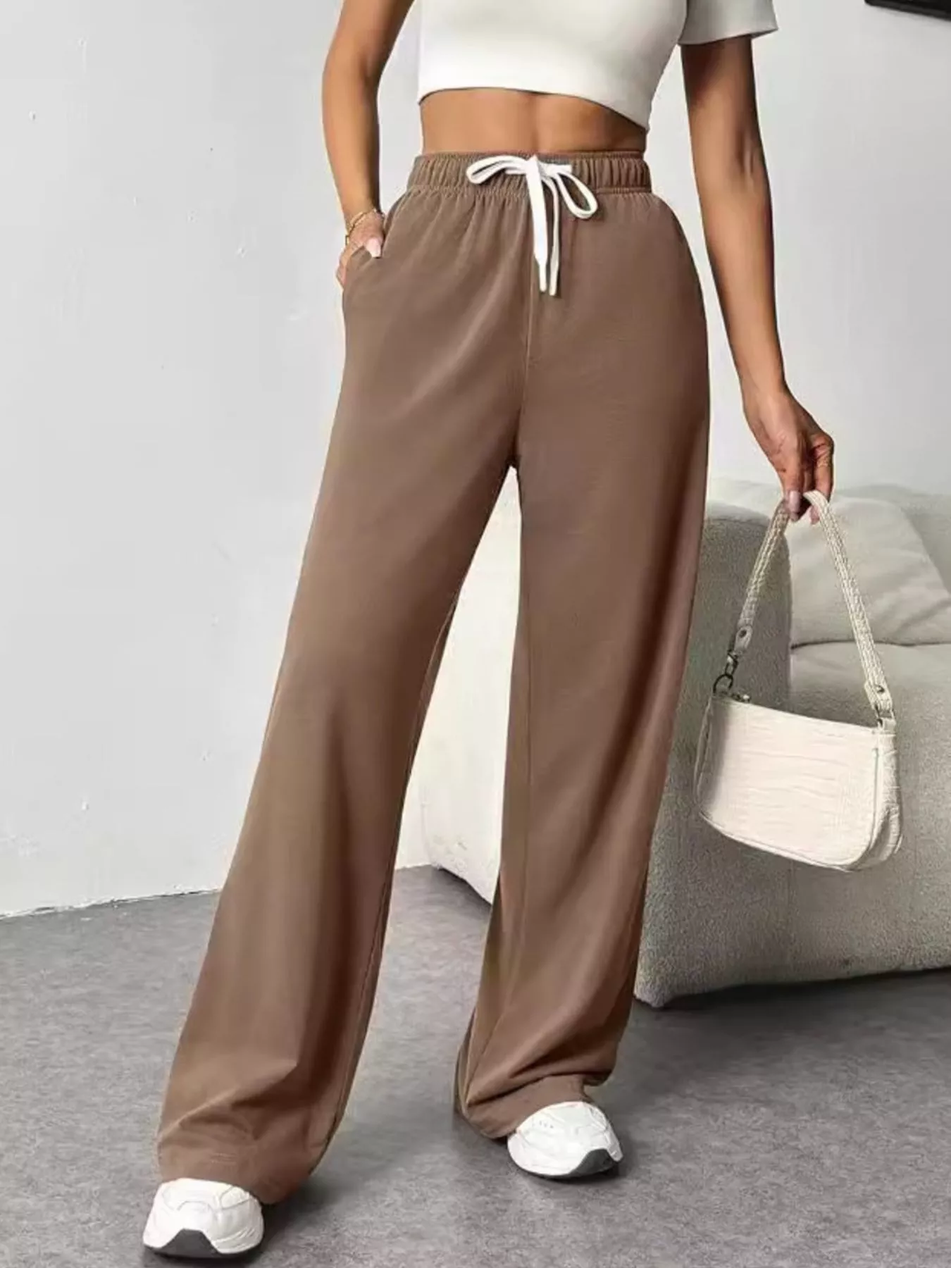 Drawstring Wide Leg Pants - Image 4