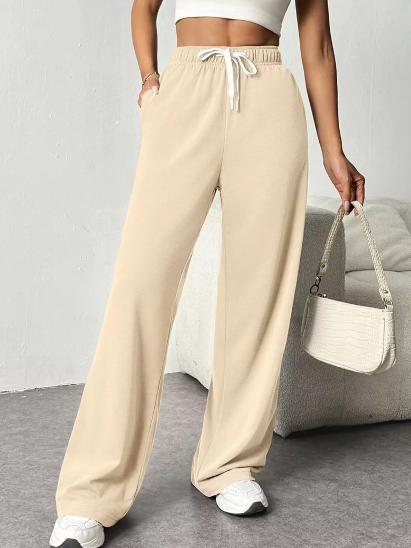 Drawstring Wide Leg Pants - Image 8