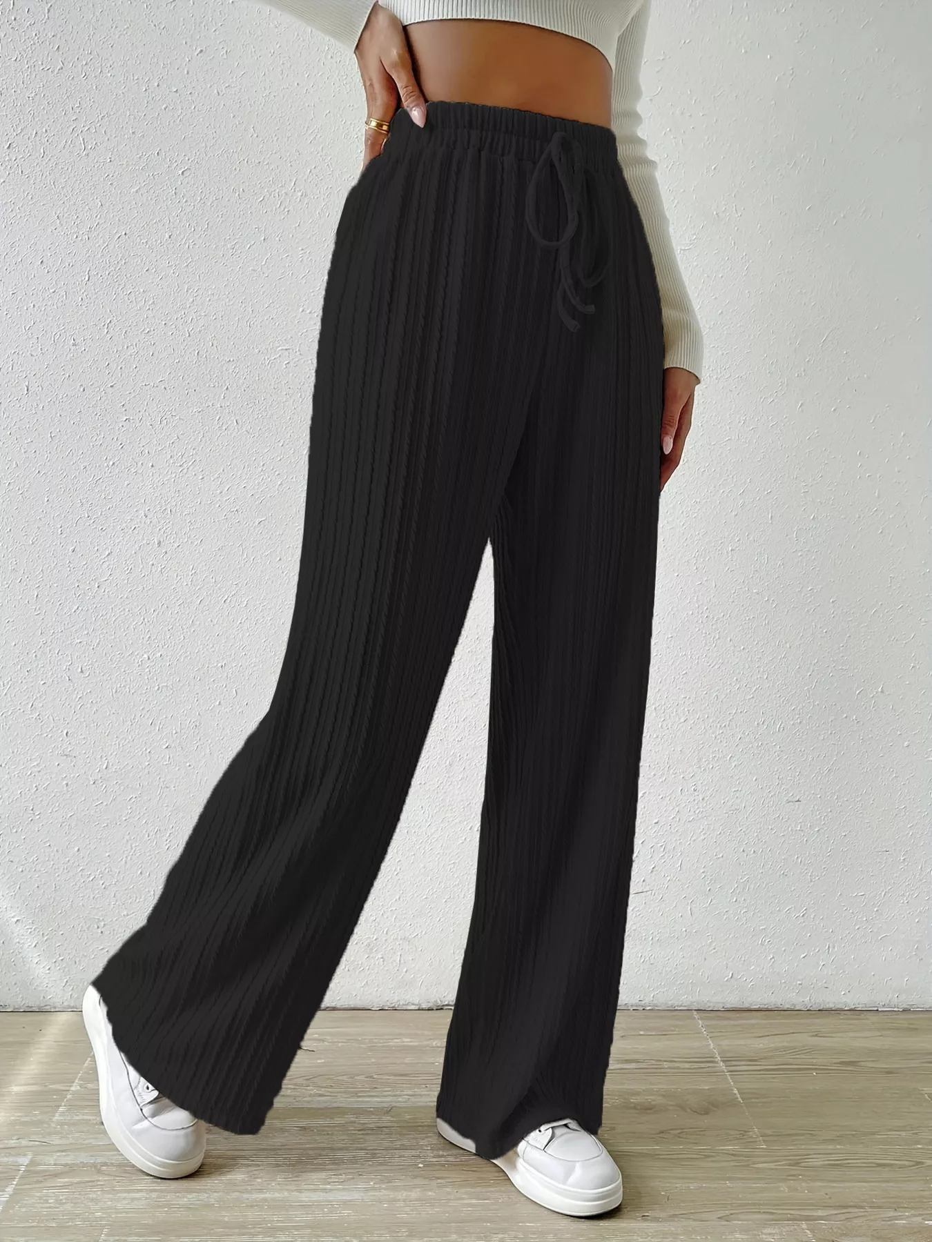 Drawstring Wide Leg Pants - Image 11
