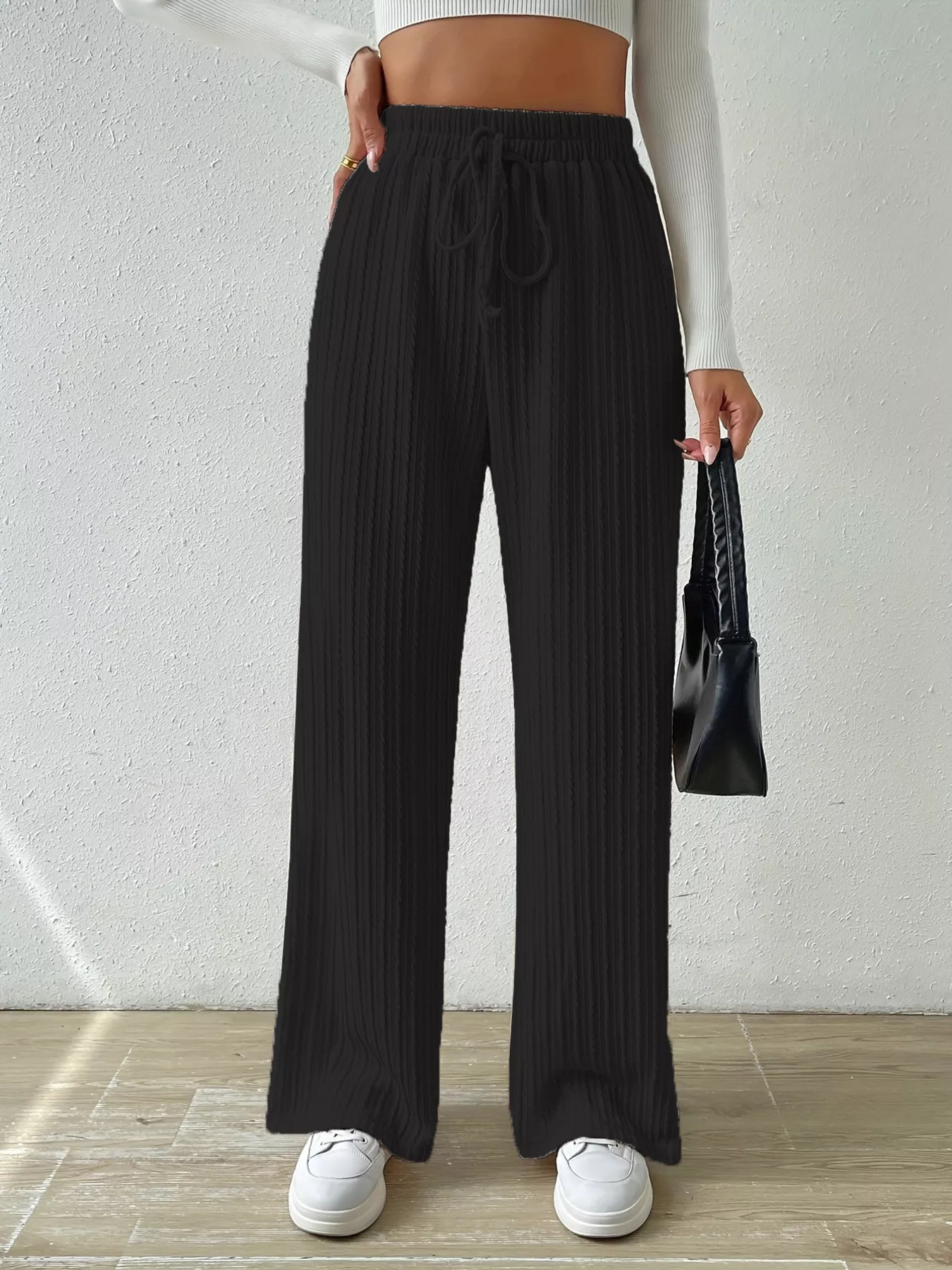 Drawstring Wide Leg Pants - Image 13