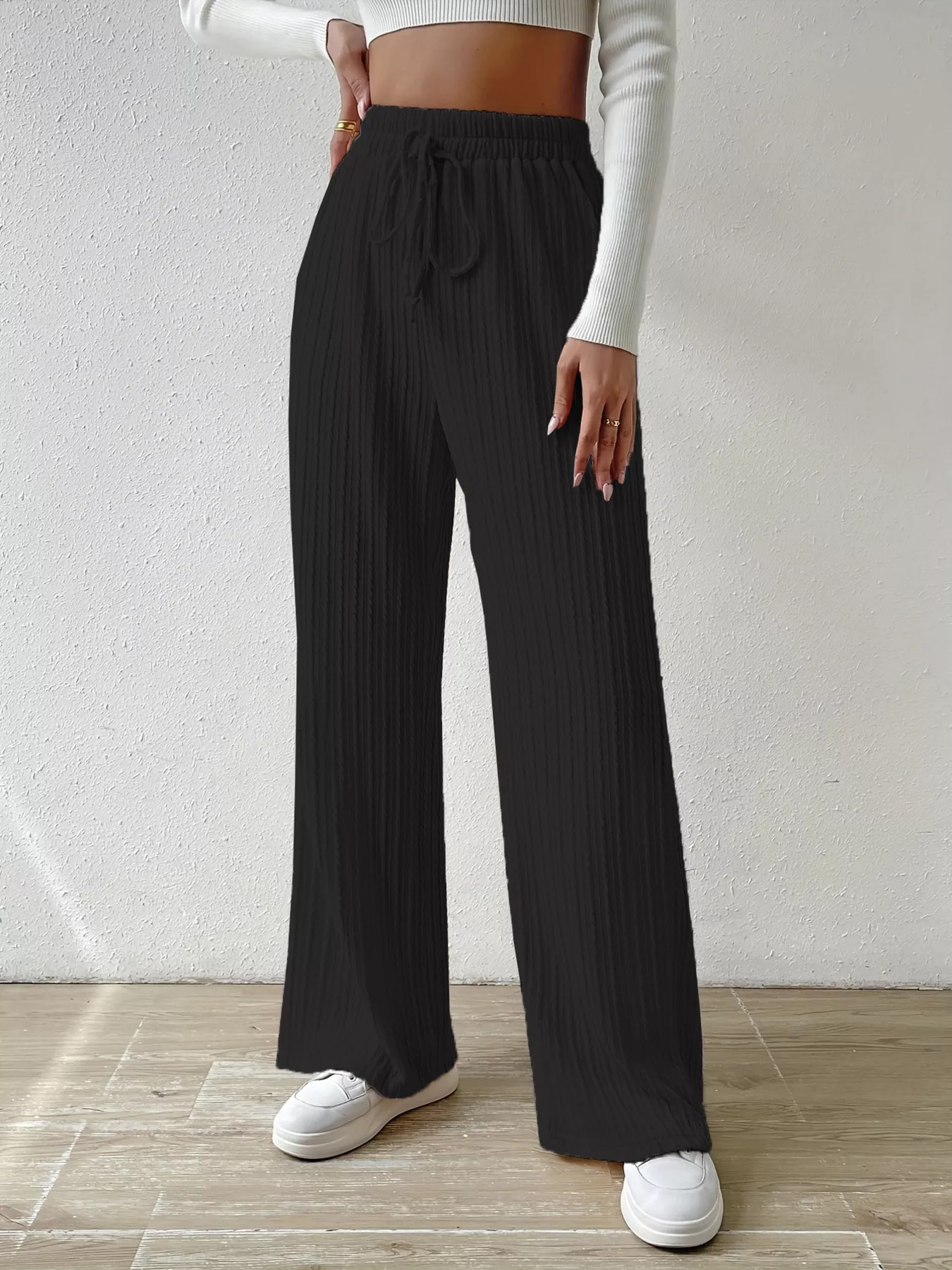 Drawstring Wide Leg Pants - Image 14