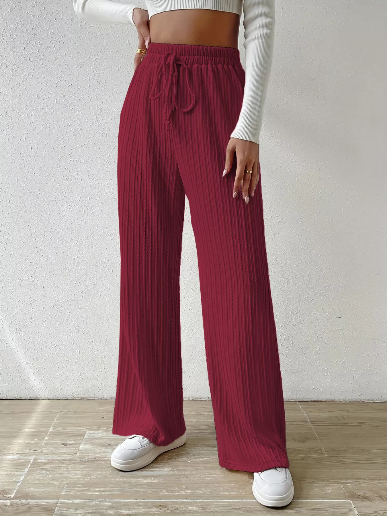 Drawstring Wide Leg Pants - Image 19