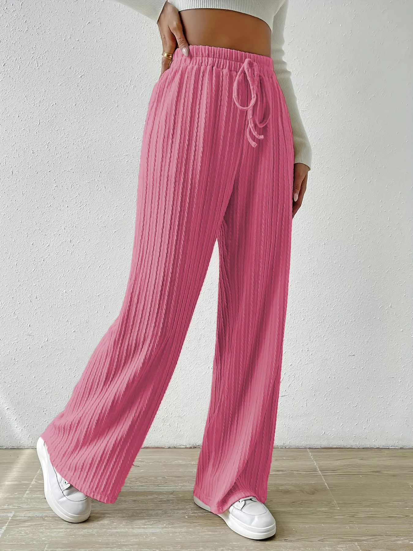 Drawstring Wide Leg Pants - Image 2