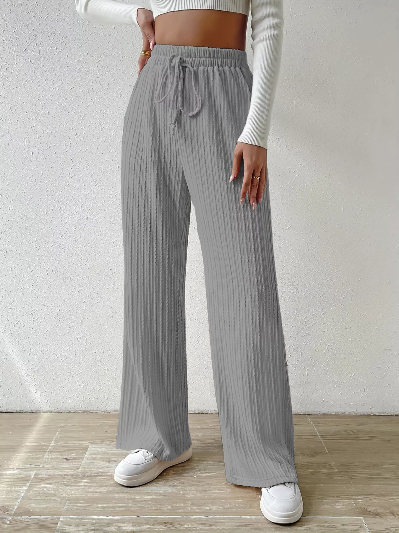Drawstring Wide Leg Pants - Image 23