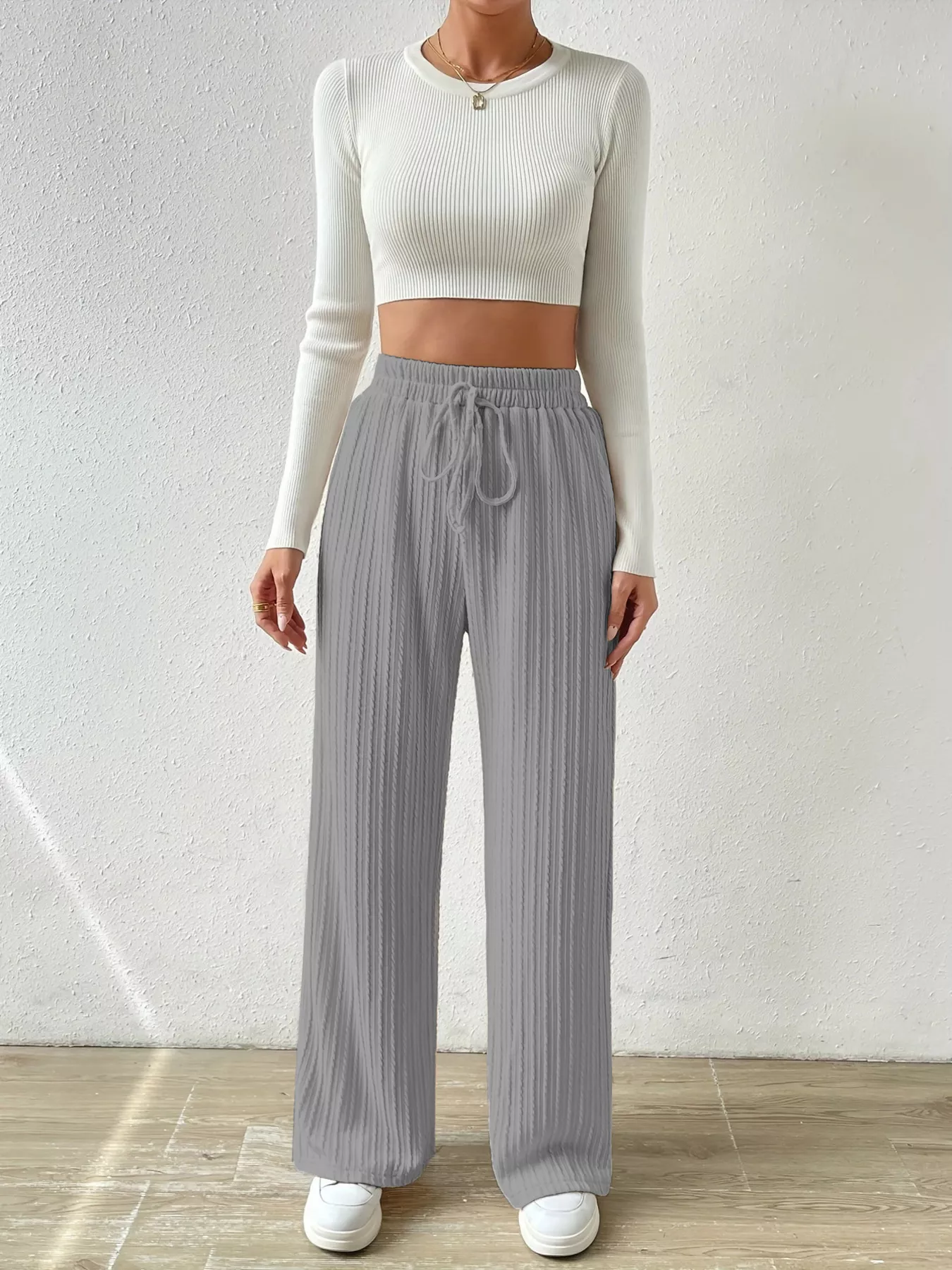 Drawstring Wide Leg Pants - Image 25