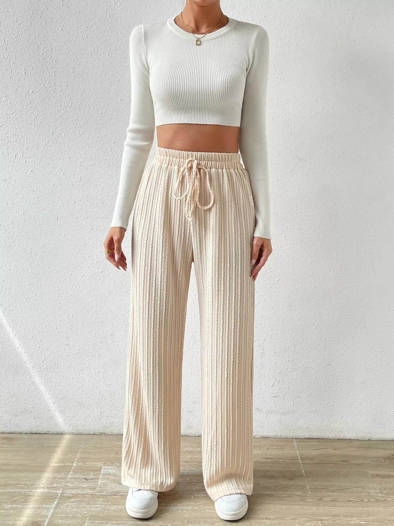 Drawstring Wide Leg Pants - Image 8